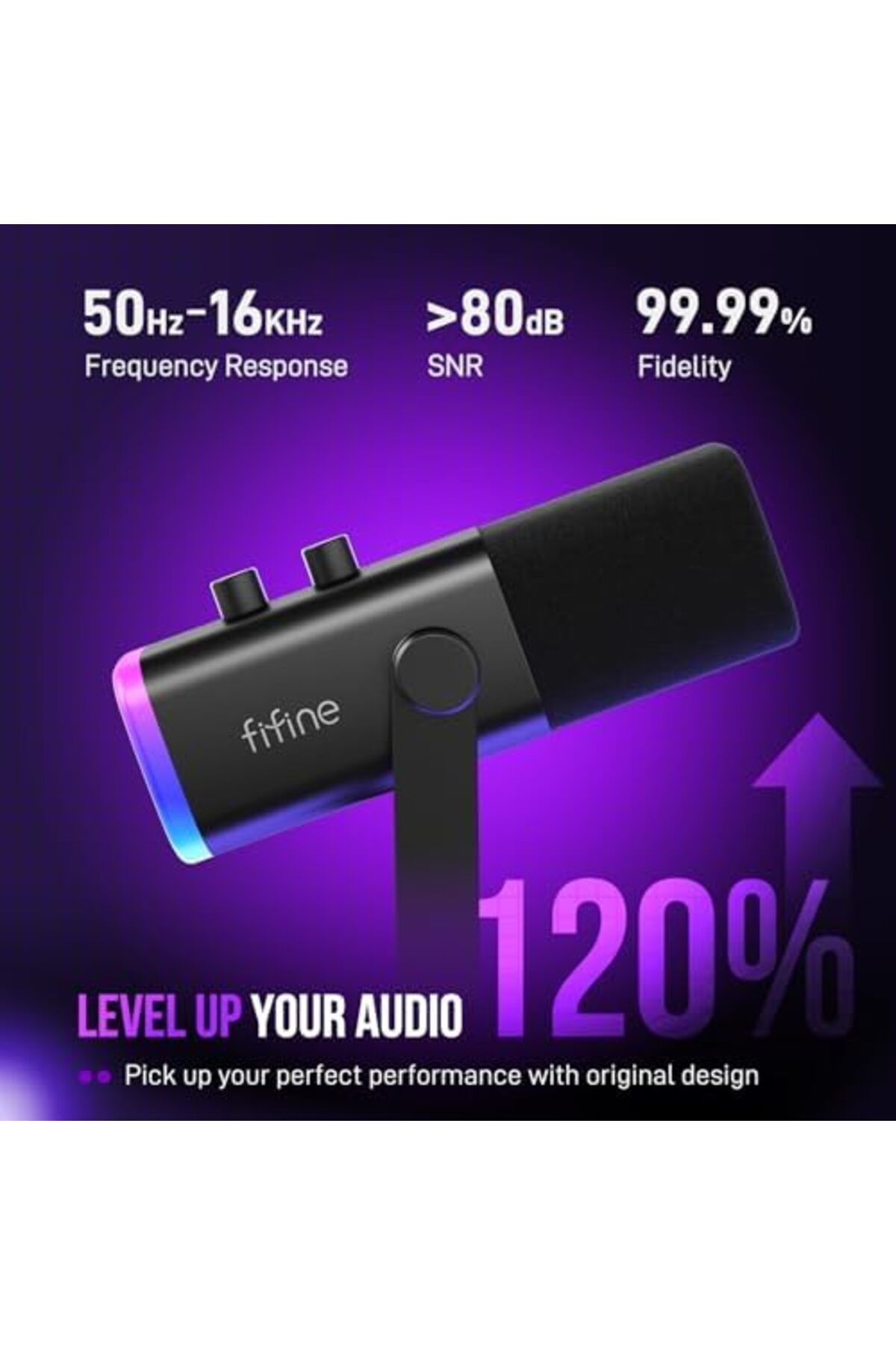Fifine-ميكروفون ديناميكي XLR/USB لتسجيل البودكاست، وميكروفون بث ألعاب الكمبيوتر الشخصي مع RGB L 6