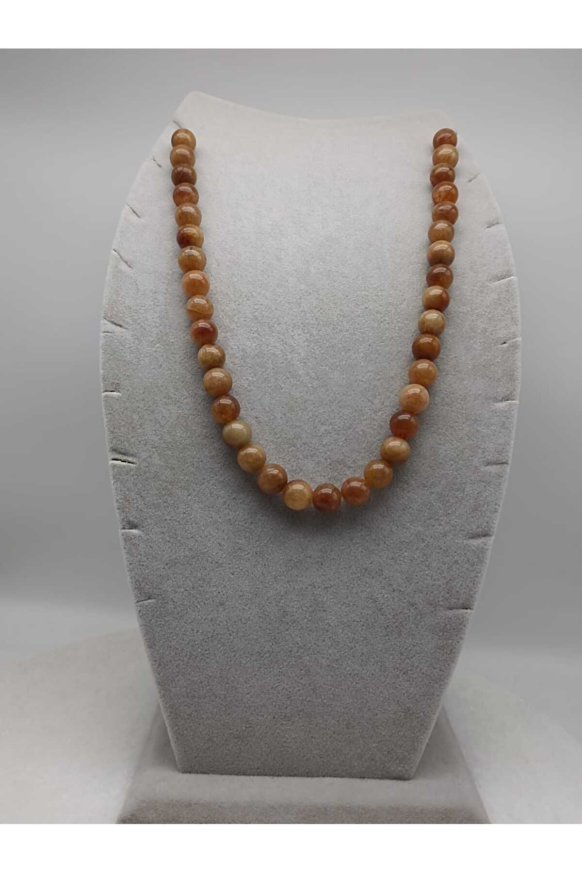 TLSMACCESORIES KAHVERENGİ AKİK DOĞAL TAŞ KOLYE