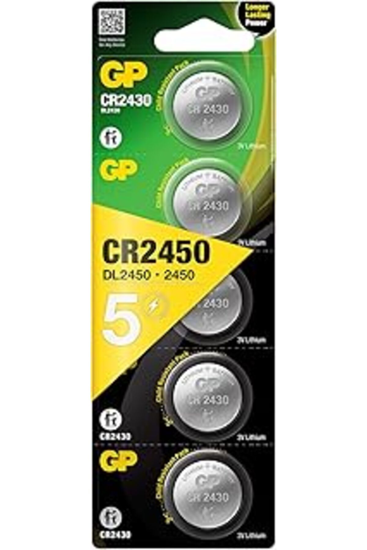 Pazarcan Gp Batteries Cr2450 2450 Boy Lityum Düğme Pil, 3 Volt, 5'Li Kart