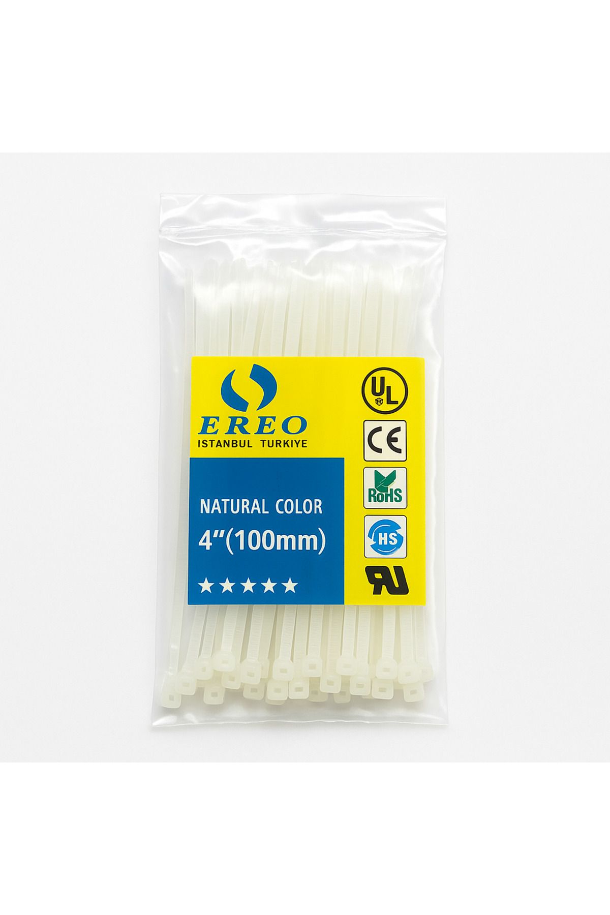 Ereosoft Kablo Bağı - 100 Adet 4 inç / Doğal Renk (Şeffaf)