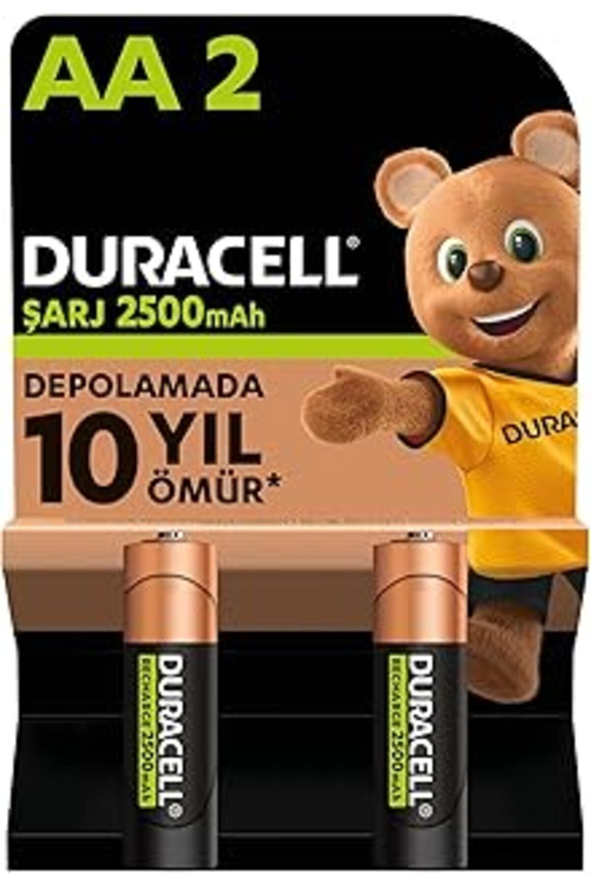 Pazarcan Şarj Edilebilir Aa Kalem Pil (2'Li Paket), 2500 Mah Nimh, Önceden Sarj Edilmiş, Şarj Edilebilir Pil