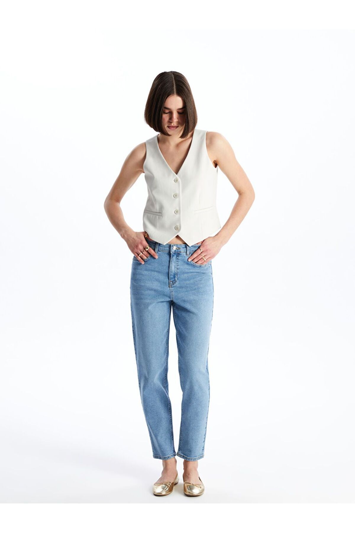 LC Waikiki Indigo Mom Fit Kadın Jean Pantolon