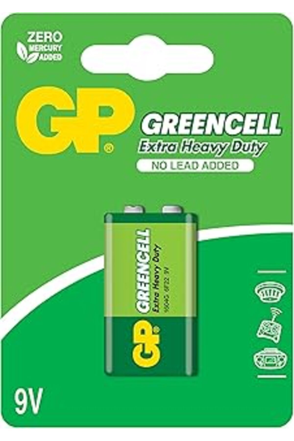 Roses Store Gp Batteries Gp1604G Greencell 6F22/1222/9V Pil, 9 Volt, Tekli Kart