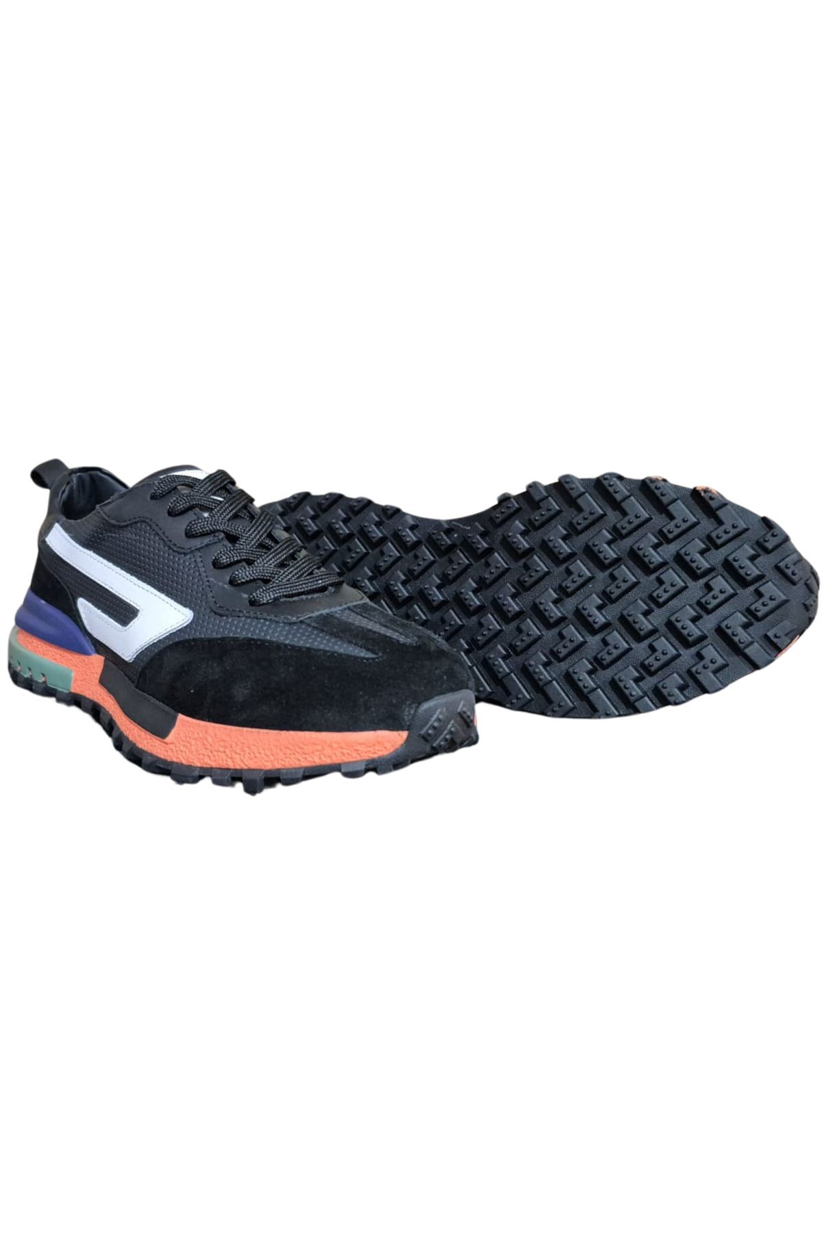 MARCOMEN Dynamic Trek Siyah Turuncu Erkek Spor Ayakkabı– Günlük Rahat Süet Sneaker