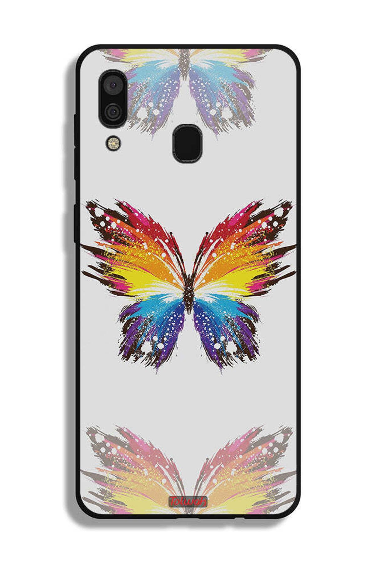 Tolwak-Samsung Galaxy A30 Protective Case Cover Digital Art Simple Background Minimalism Butterfly 1