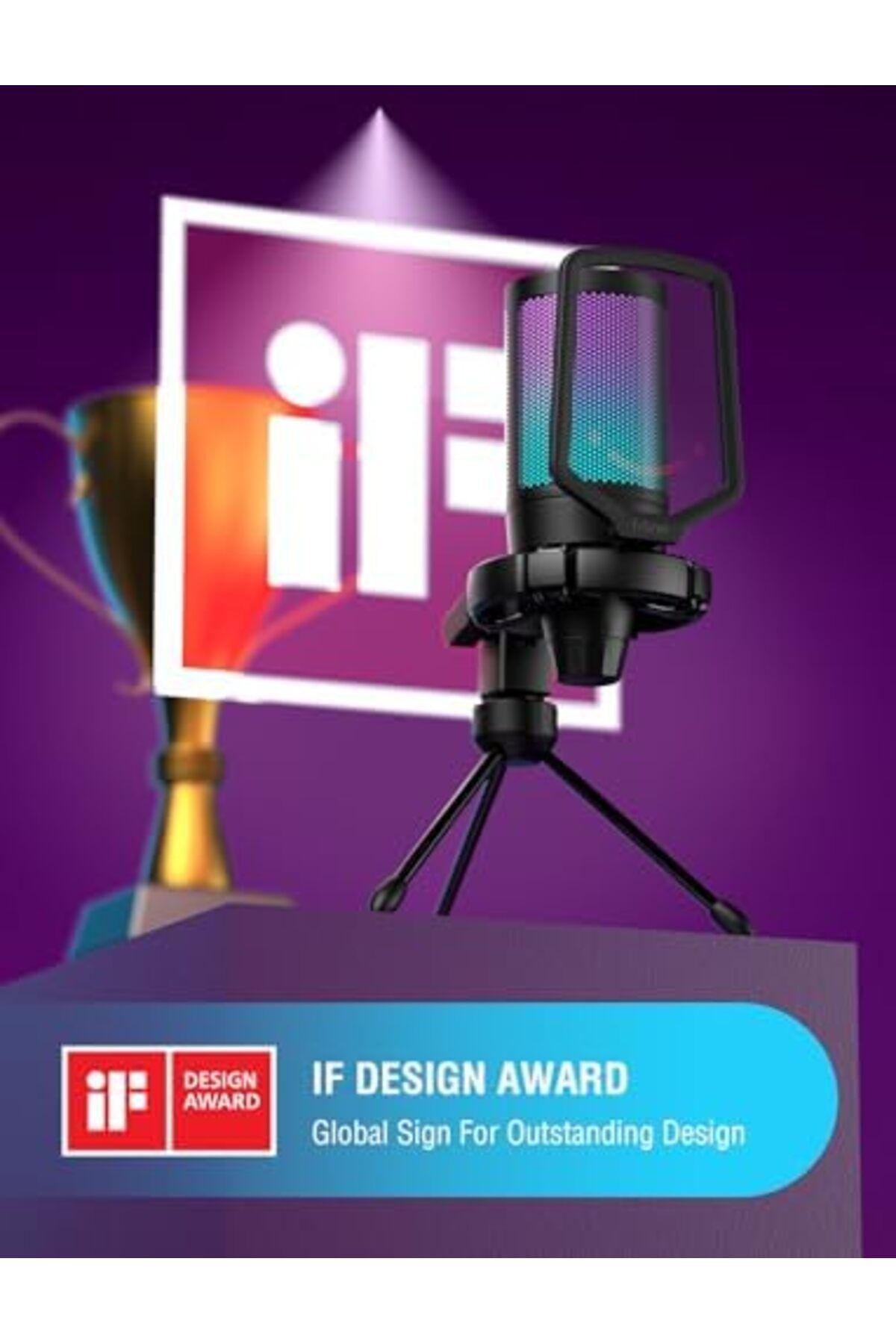 Fifine-Gaming USB Microphone for PC PS5, Condenser Mic with Quick Mute, RGB Indicator, Tripod Stand, 4