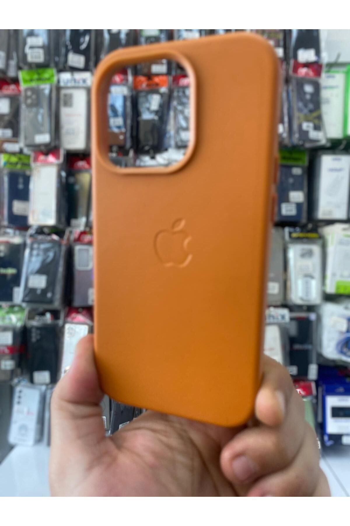 Soffany İPHONE 15 PRO UYUMLU GİZLİ MAGSAFE ANİMASYONLU DERİ İÇİ KADİFE KILIF AÇIK KAHVE