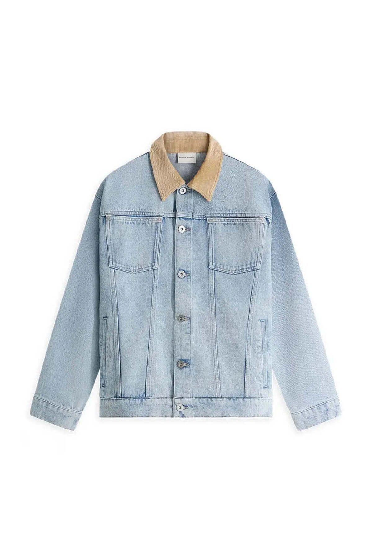 American Rag Cie 100% Pamuk Mavi Denim Uzun Kollu Gömlek - La Chemise Denim Tressee