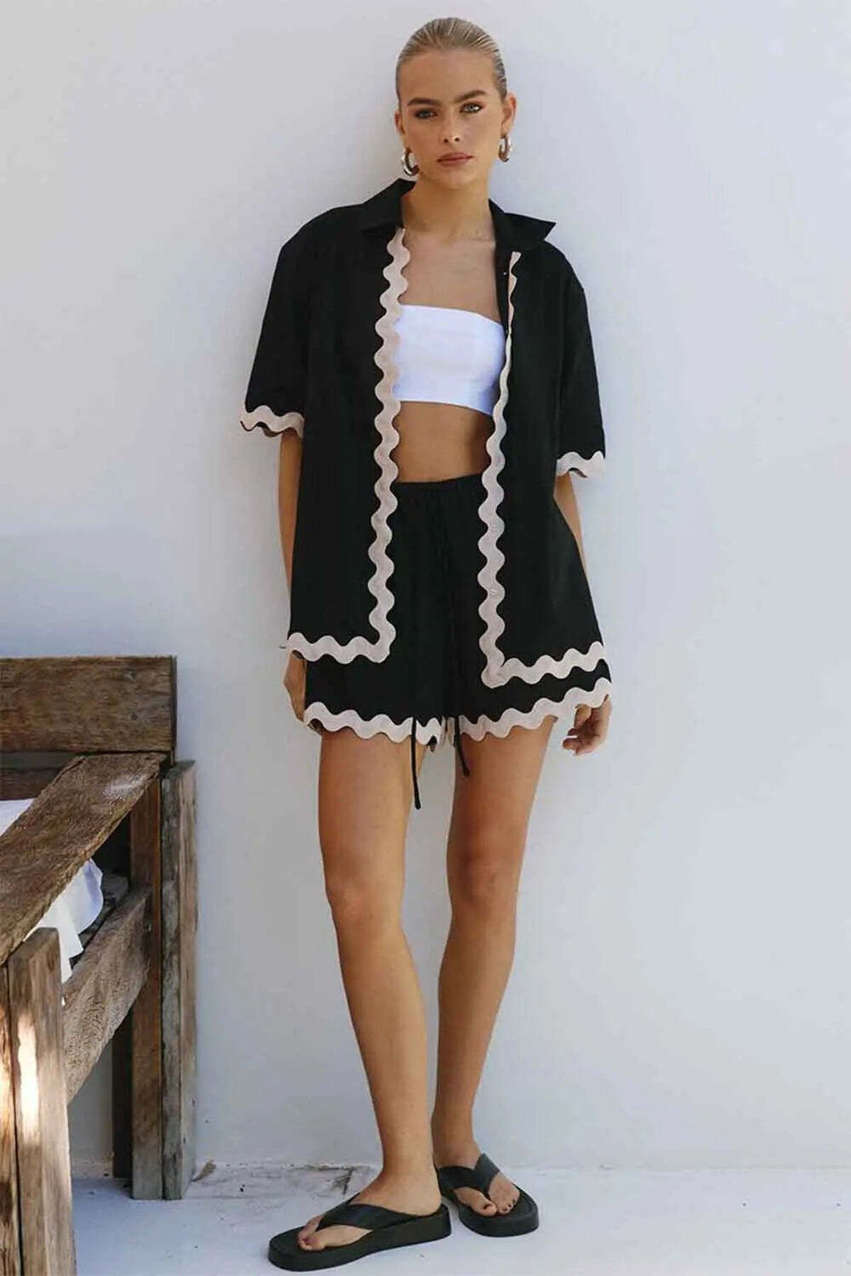 American Rag Cie Harry Short - Mini Boy, Oversized Kesim, Dalgalı Kenar, Ayarlanabilir Kemerli Şort