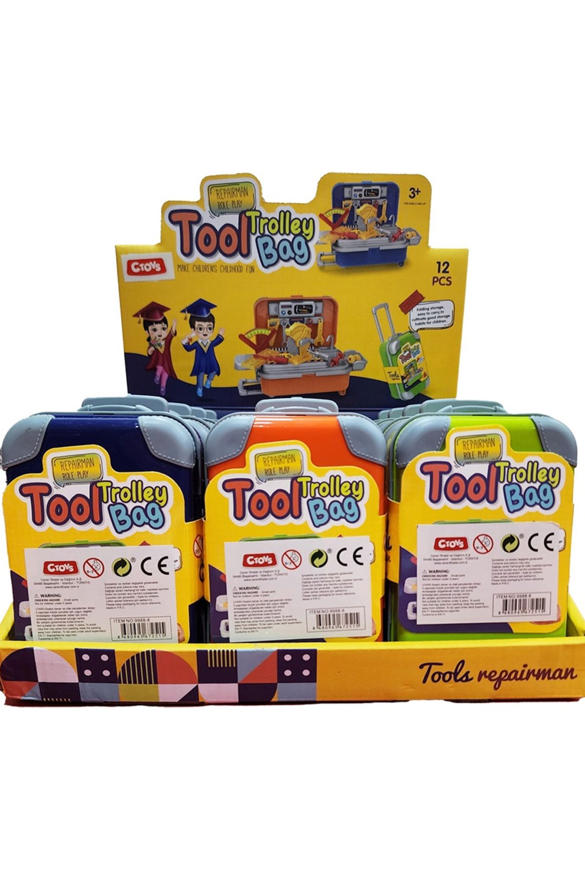 ctoy Oyuncak Mini Çekçekli Tamir Çantası 9988-8 (Karışık Renk 1 Adet)