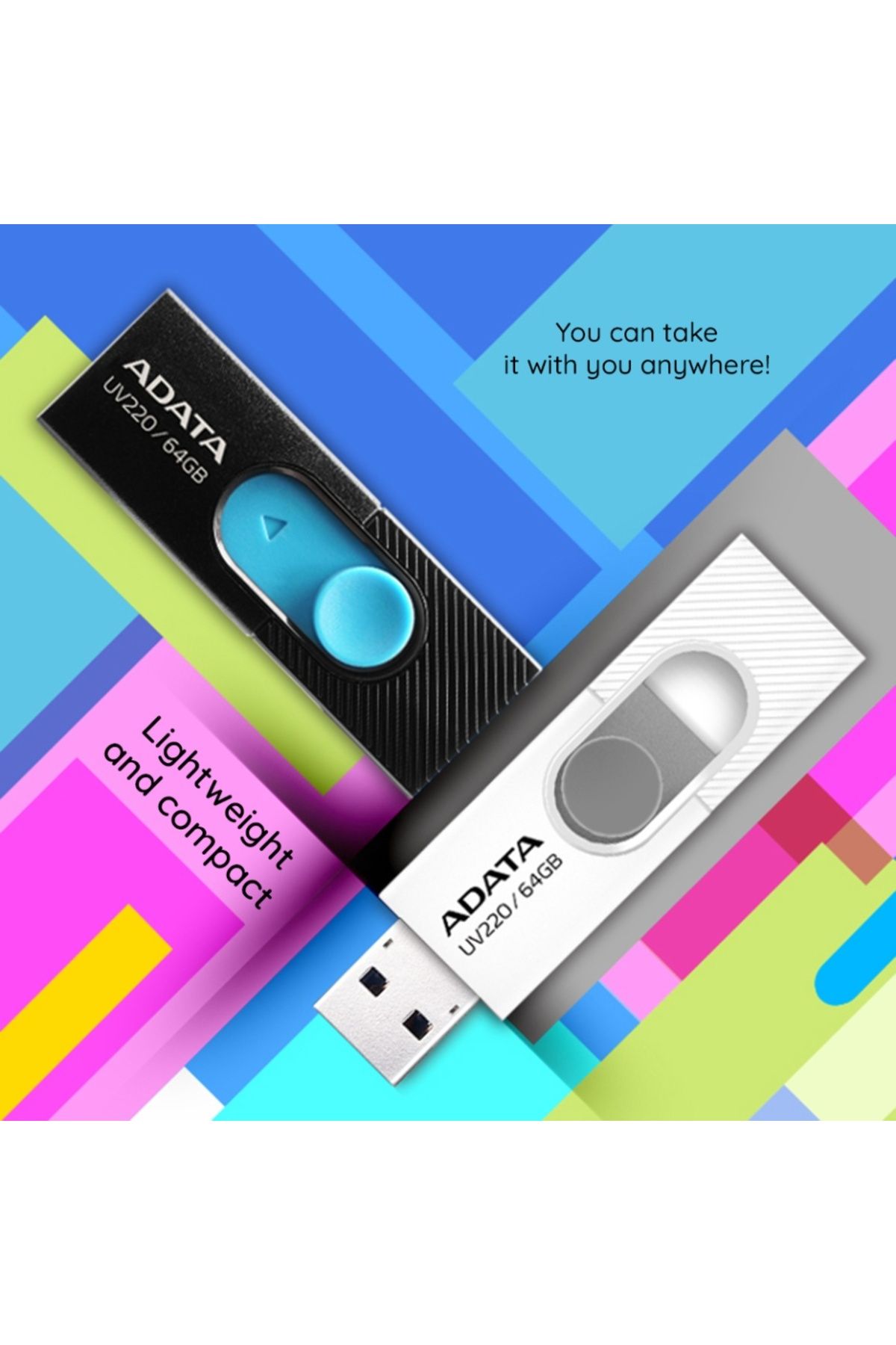 Adata-Memory Stick Usb 2.0 Flashdrive, 64gb, , Memory Stick Uv220, Black 4
