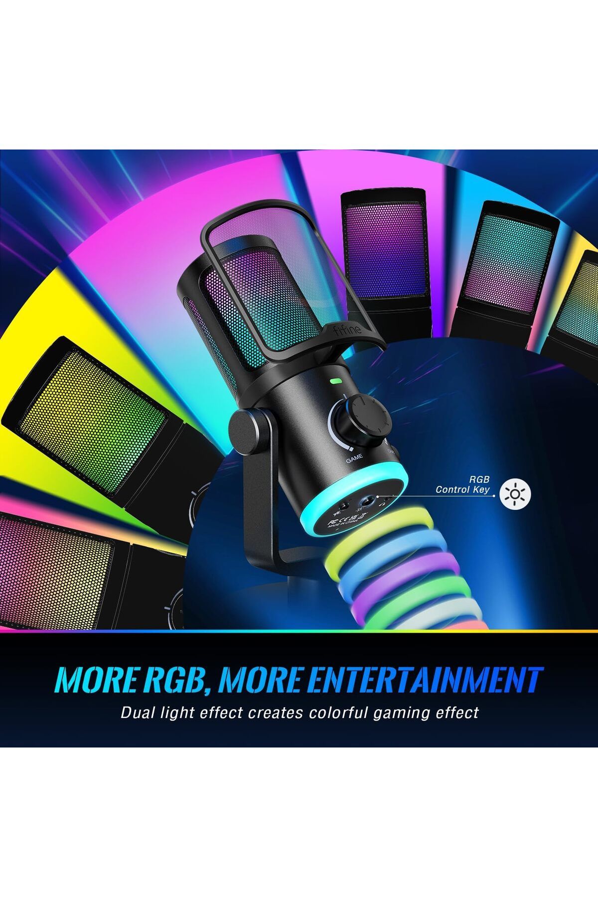 Fifine-Gaming PC Microphone, USB Streaming Microphone with Game Chat Balance, Computer Condenser Des 9