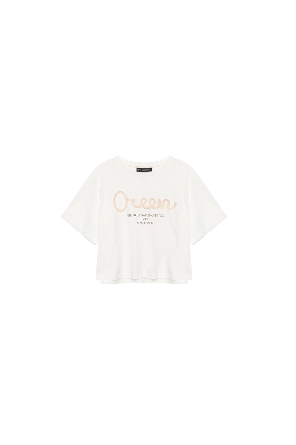 OllaCollection Nakış Detaylı T-shirt Ekru