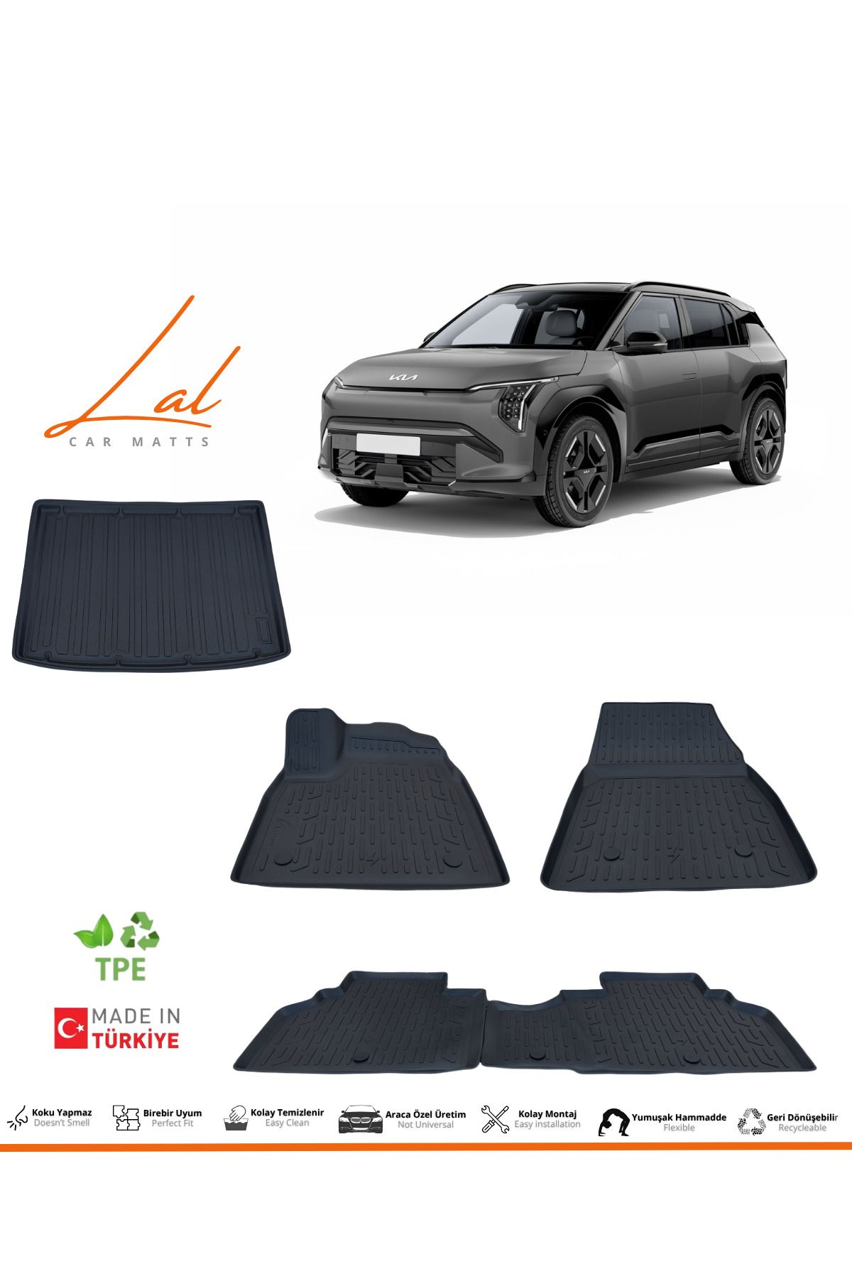 Lal Kia Ev3 3D Havuzlu Paspas Bagaj Havuzu Seti (2024 ve sonrası uyumlu)