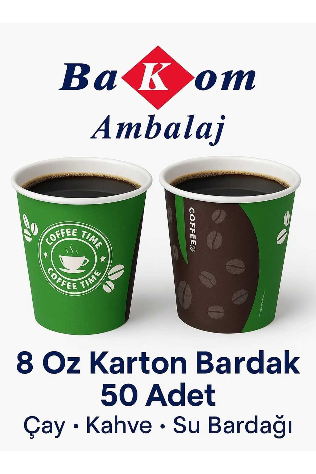 BAKOM AMBALAJ 8 Oz (237 ml) Karton Bardak 50 Adet Kahve Çay Bardağı