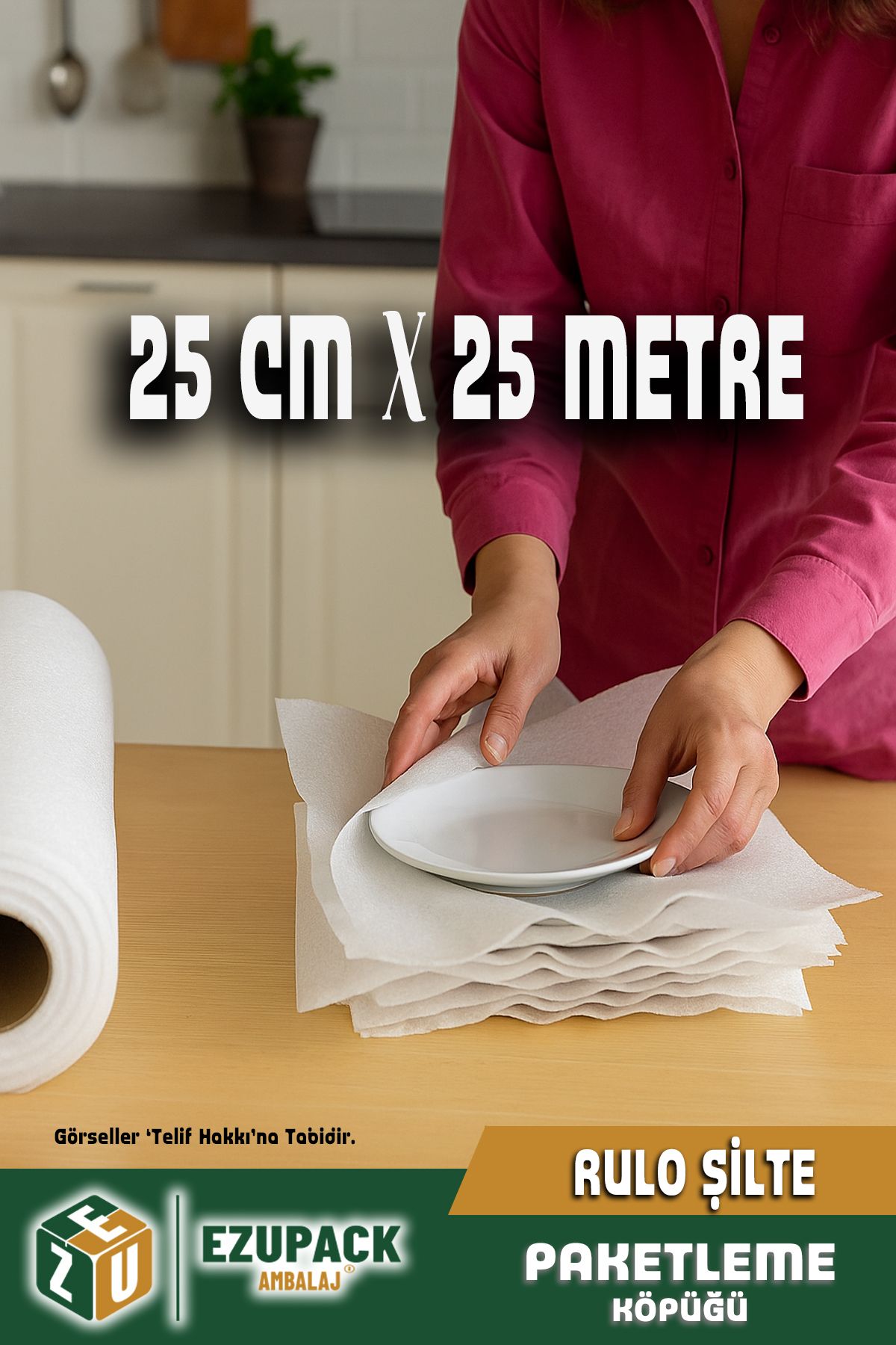 Ezupack 25 Metre Şilte Tabak Arası Bardak Sarma Cam Sarma Şiltesi Taşıma Taşınma Ambalaj Malzemesi 25cm