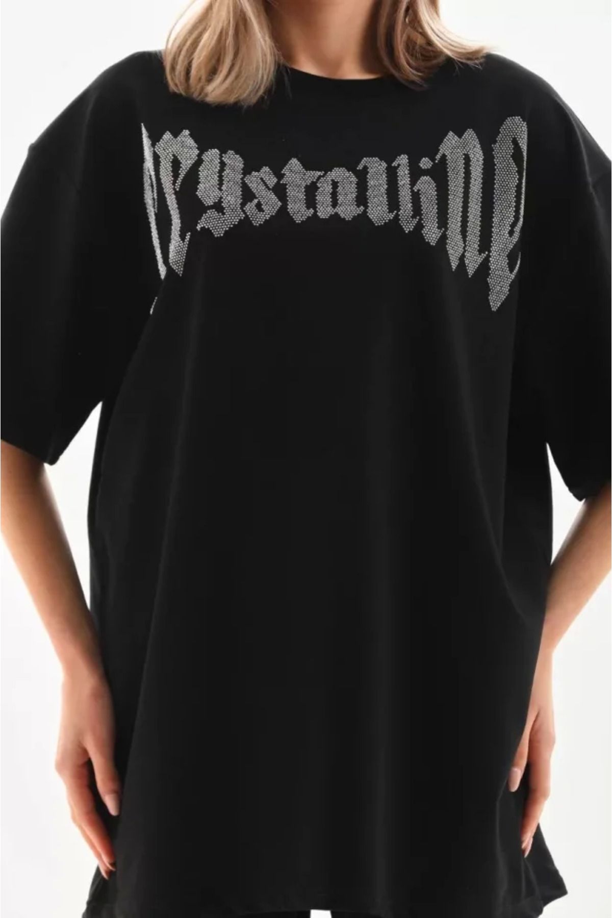 ZORM Yırtmaç Detaylı Oversize Beyaz T-Shirt
