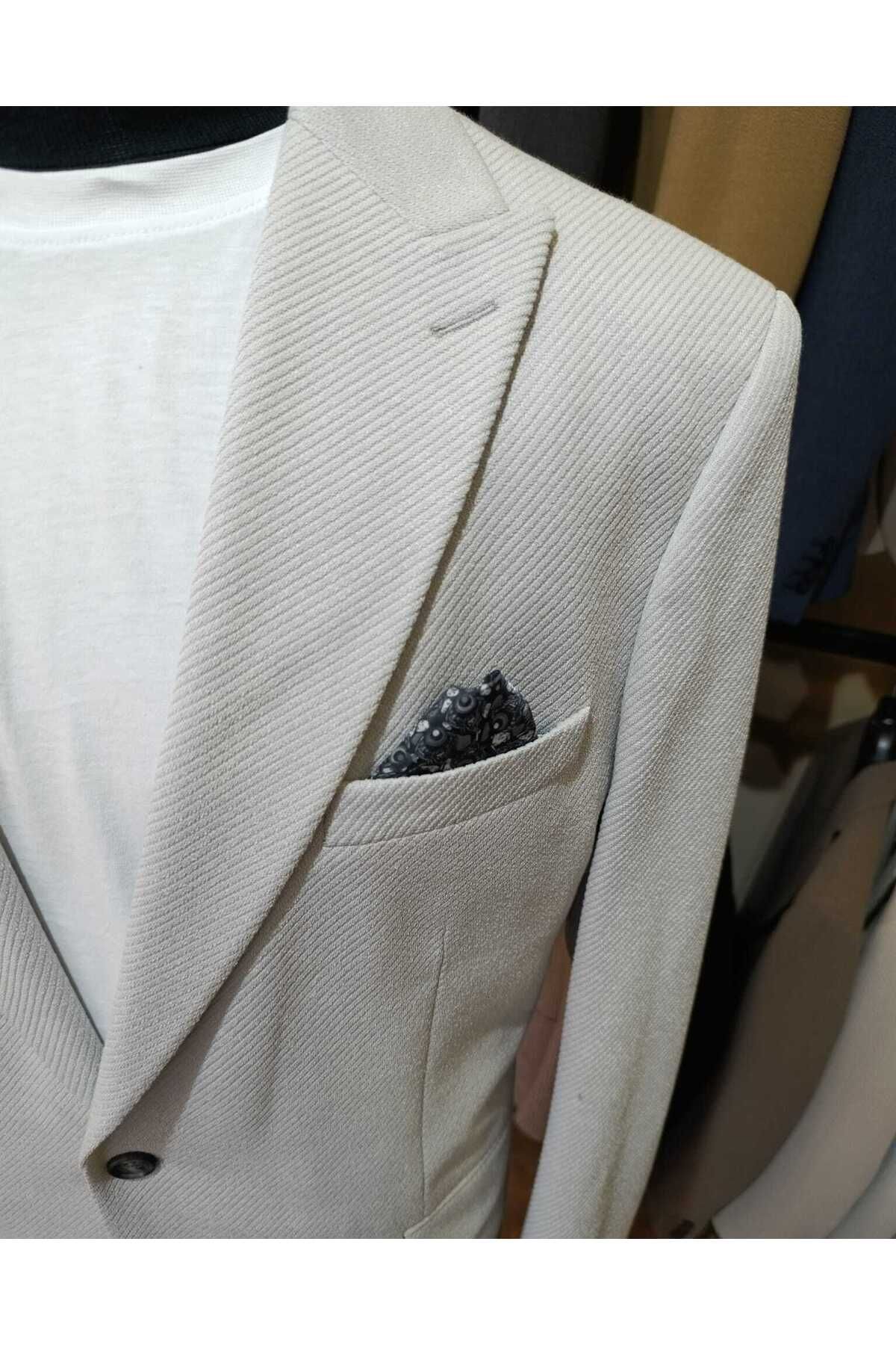 Ted Davıd-Light Gray Half Lined Single Button Blazer Jacket 2