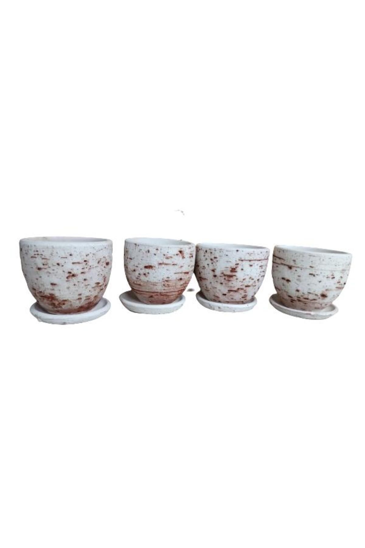 önder botanik 4 ADET ANTİK GÖRÜNÜMLÜ TOPRAK SAKSI 12*12 CM