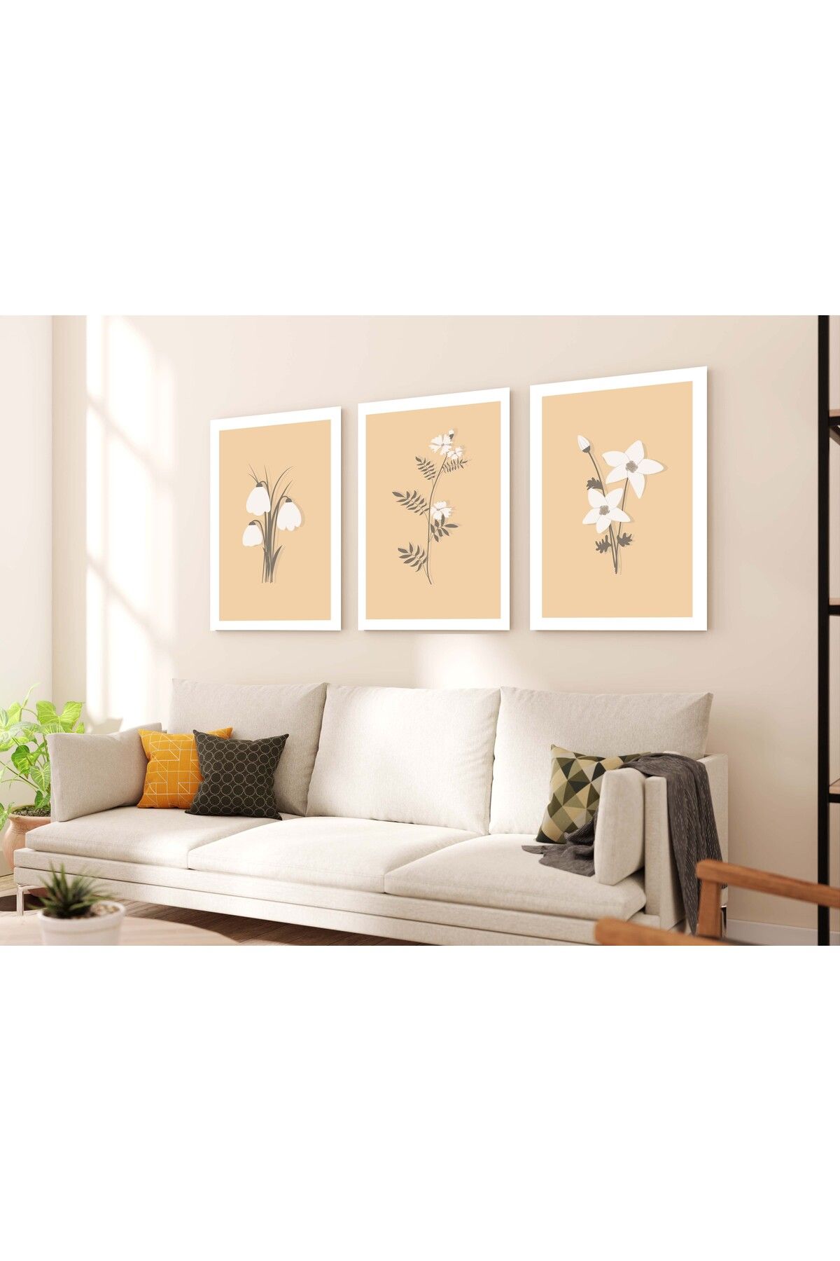 MAGNASTE Duvar Tablosu Çerçeve Görünümlü Mutfak Tabloları Premium Kalite 3 lü Tablo Modern Tablo Bohem Tablo