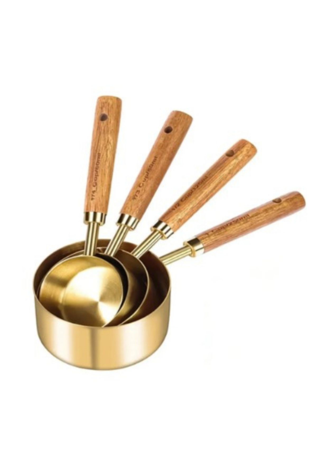 Parmeva 4 Boy Ahşap Saplı Gold Ölçü Kaşığı