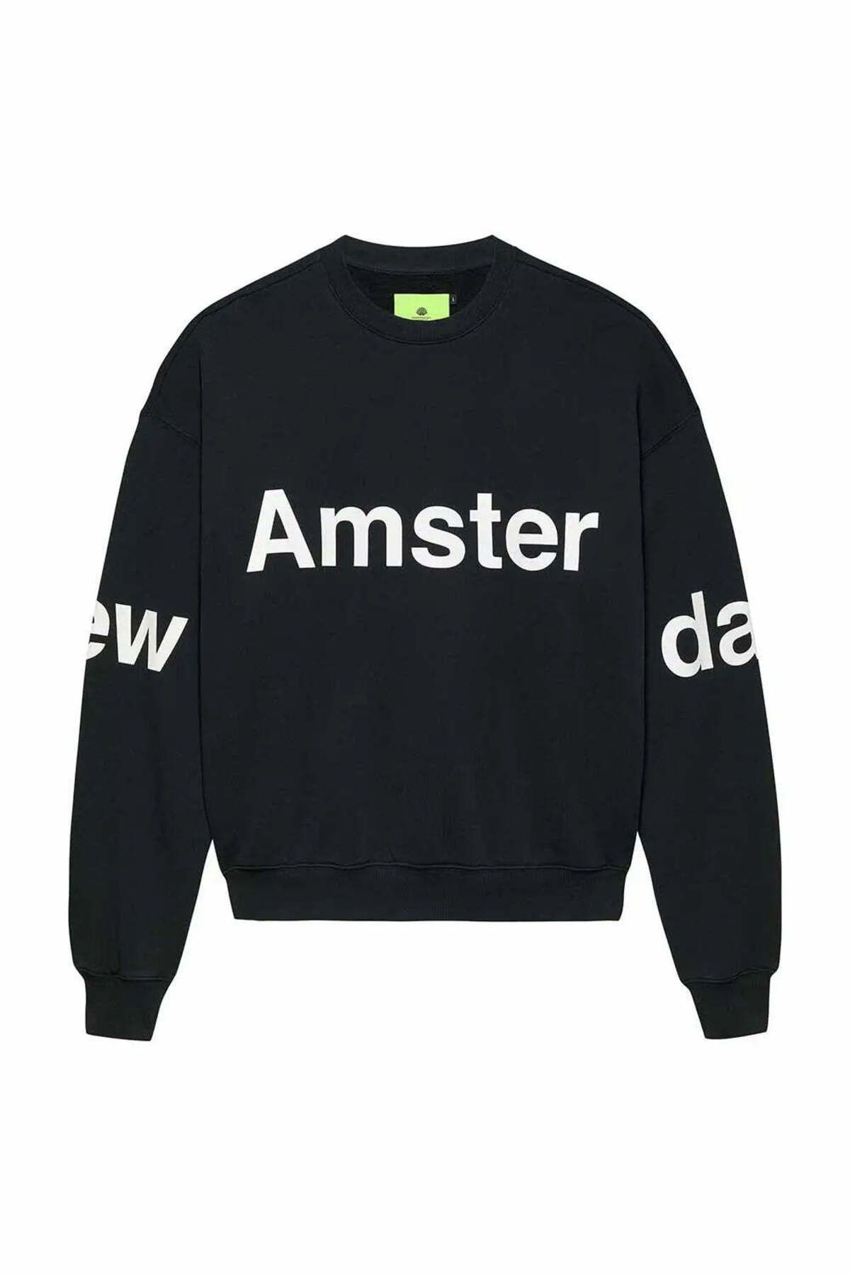 American Rag Cie New Amsterdam Logo Line Sweat - Oversize Unisex Crewneck, Yüksek Kalite 455GMS Pamuk