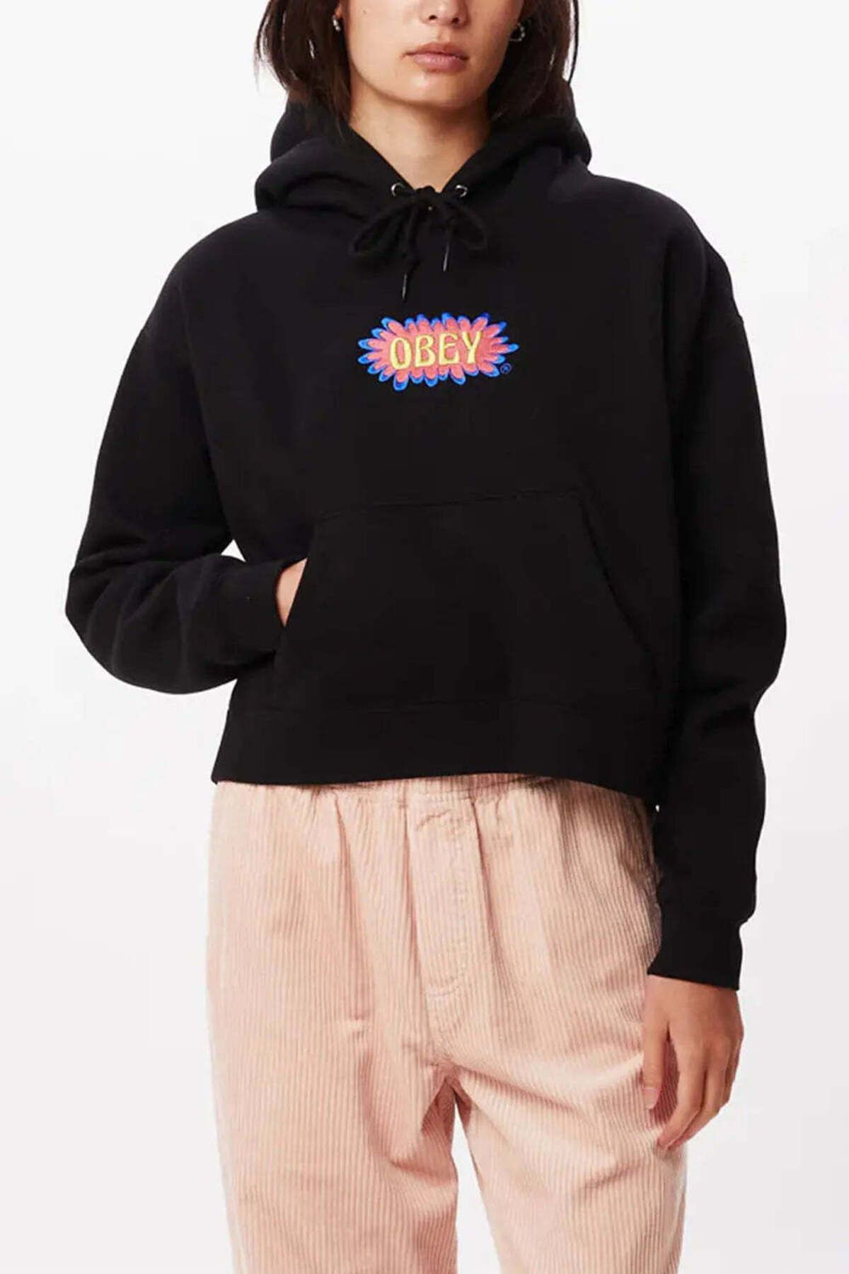 American Rag Cie Kadın Nakış Detaylı Cropped Kapüşonlu Sweatshirt – Pamuk Karışımlı Şık Tasarım