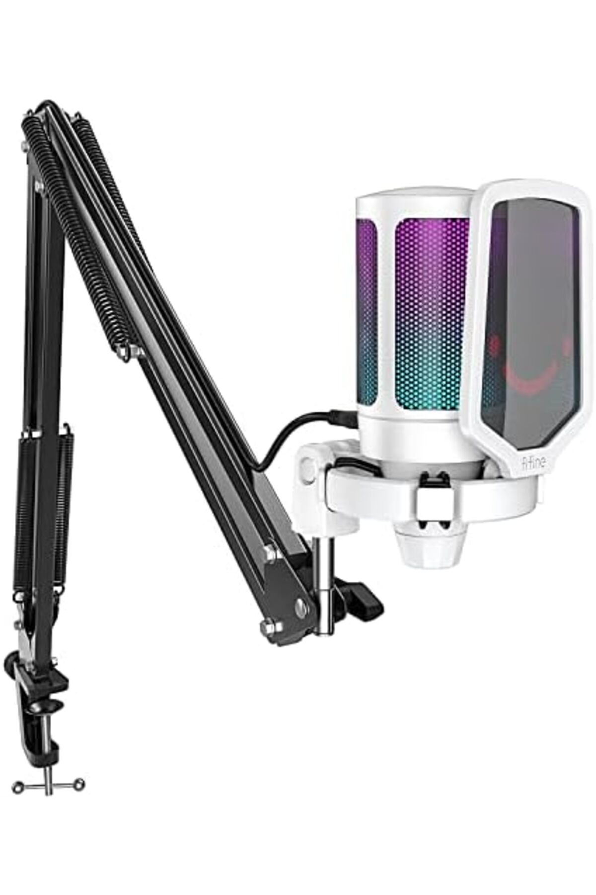 Fifine-Streaming Gaming USB Microphone Kit, PC Condenser RGB Mic Compatible with PS4/PS5, Plug and P 2
