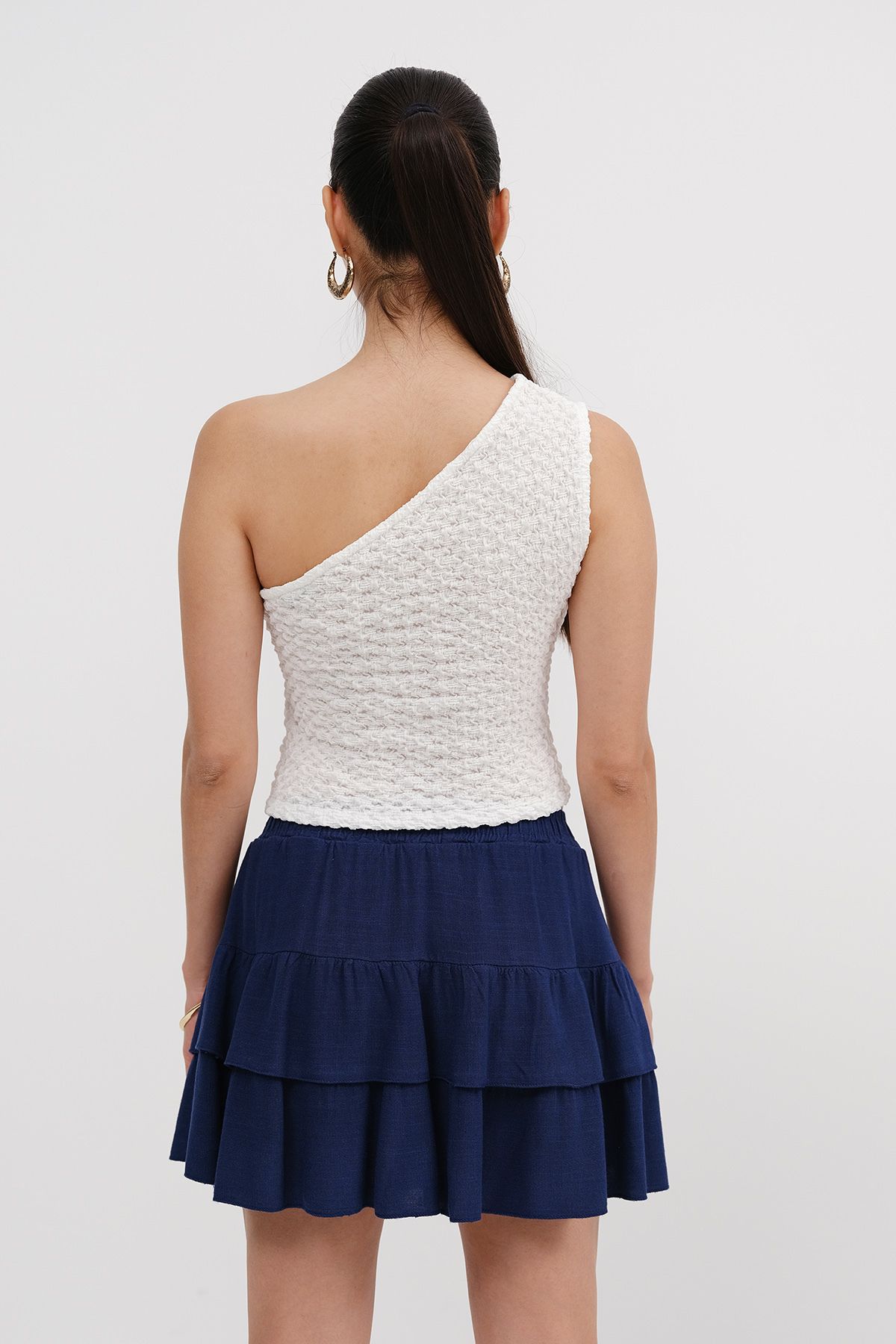Addax-One Shoulder Textured Blouse A0522 5
