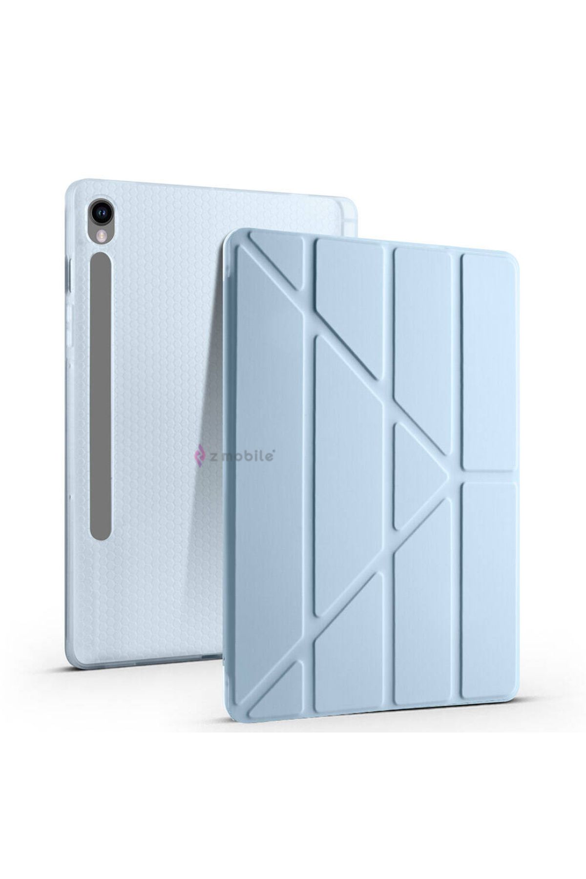 ZMOBILE Galaxy Tab S10 FE Plus SM-X620 Kılıf Tri Folding Kalem Bölmeli Standlı Kılıf Uyandırma Özellikli