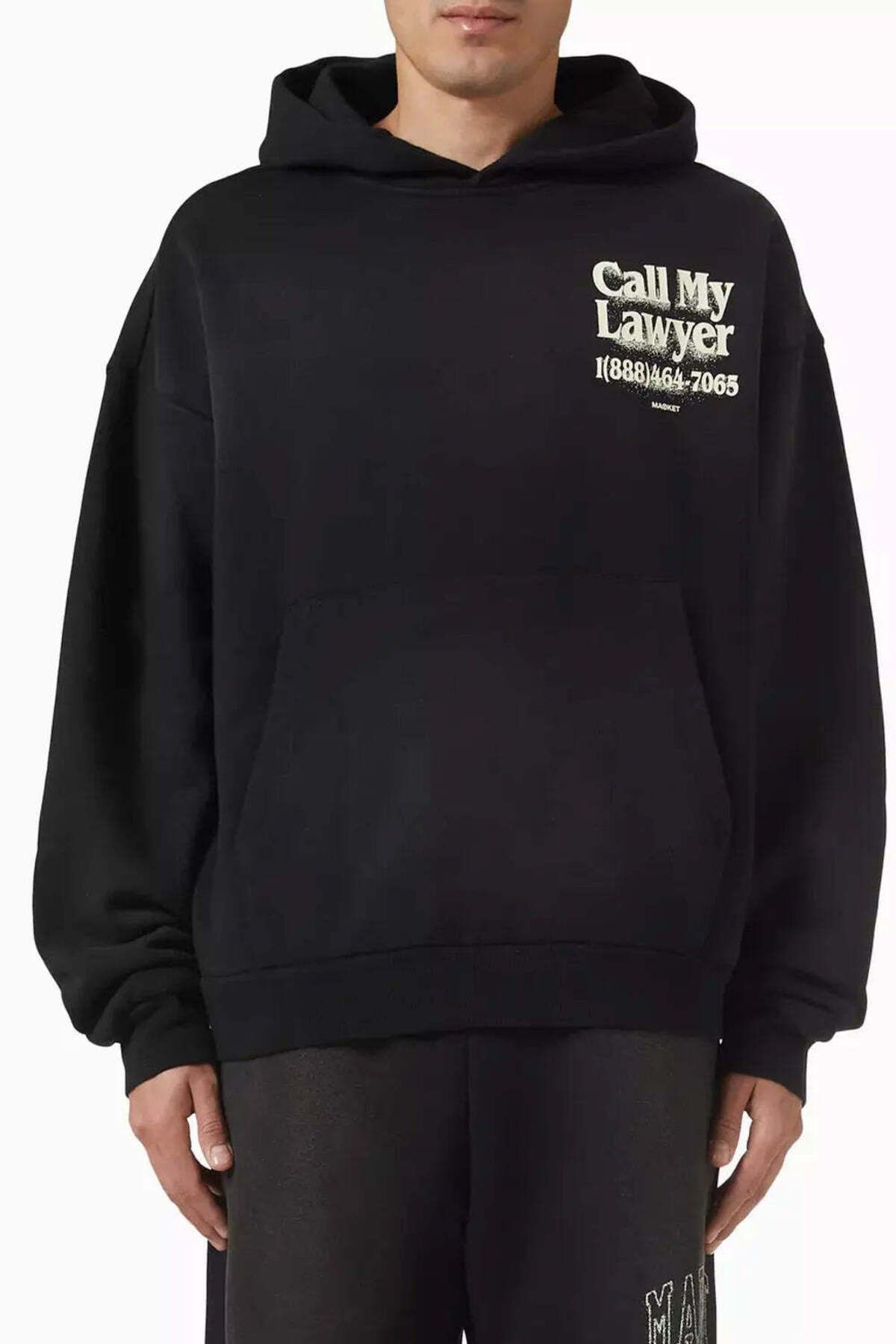 American Rag Cie Call My Lawyer 3D Hoodie - %100 Pamuklu Siyah Erkek Kapüşonlu Sweatshirt