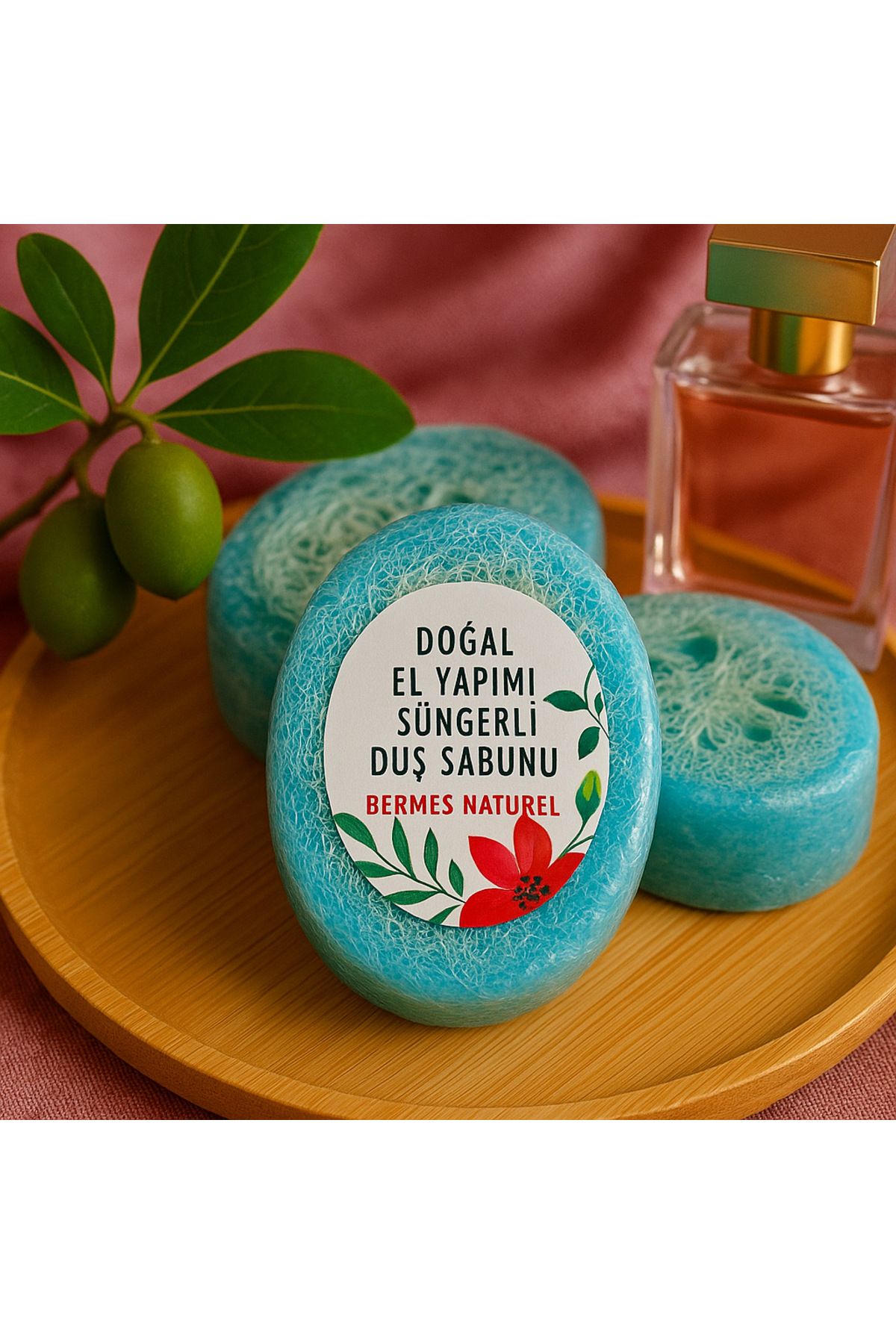 BERMES NATUREL okaliptus özlü doğal süngerli duş sabun