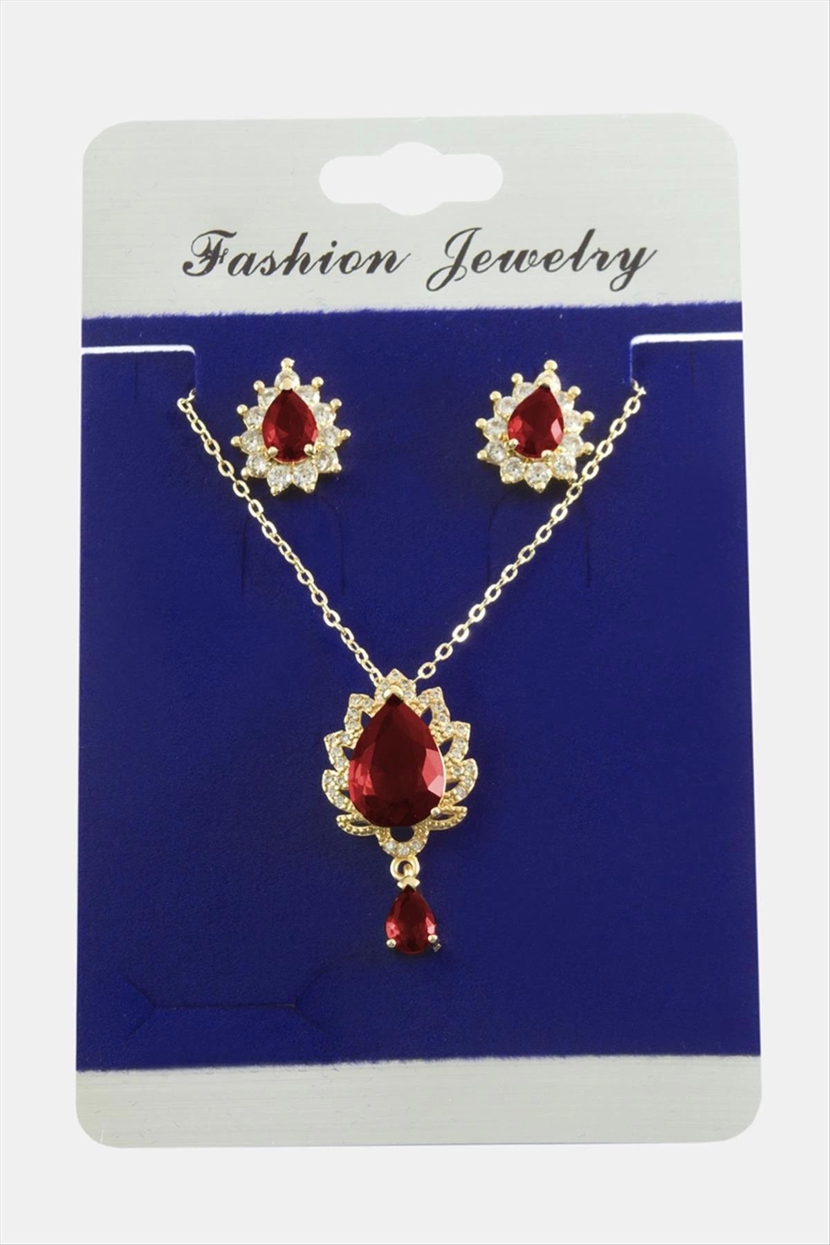 Modafiks Oval Zirkon Taşlı Set Kolye