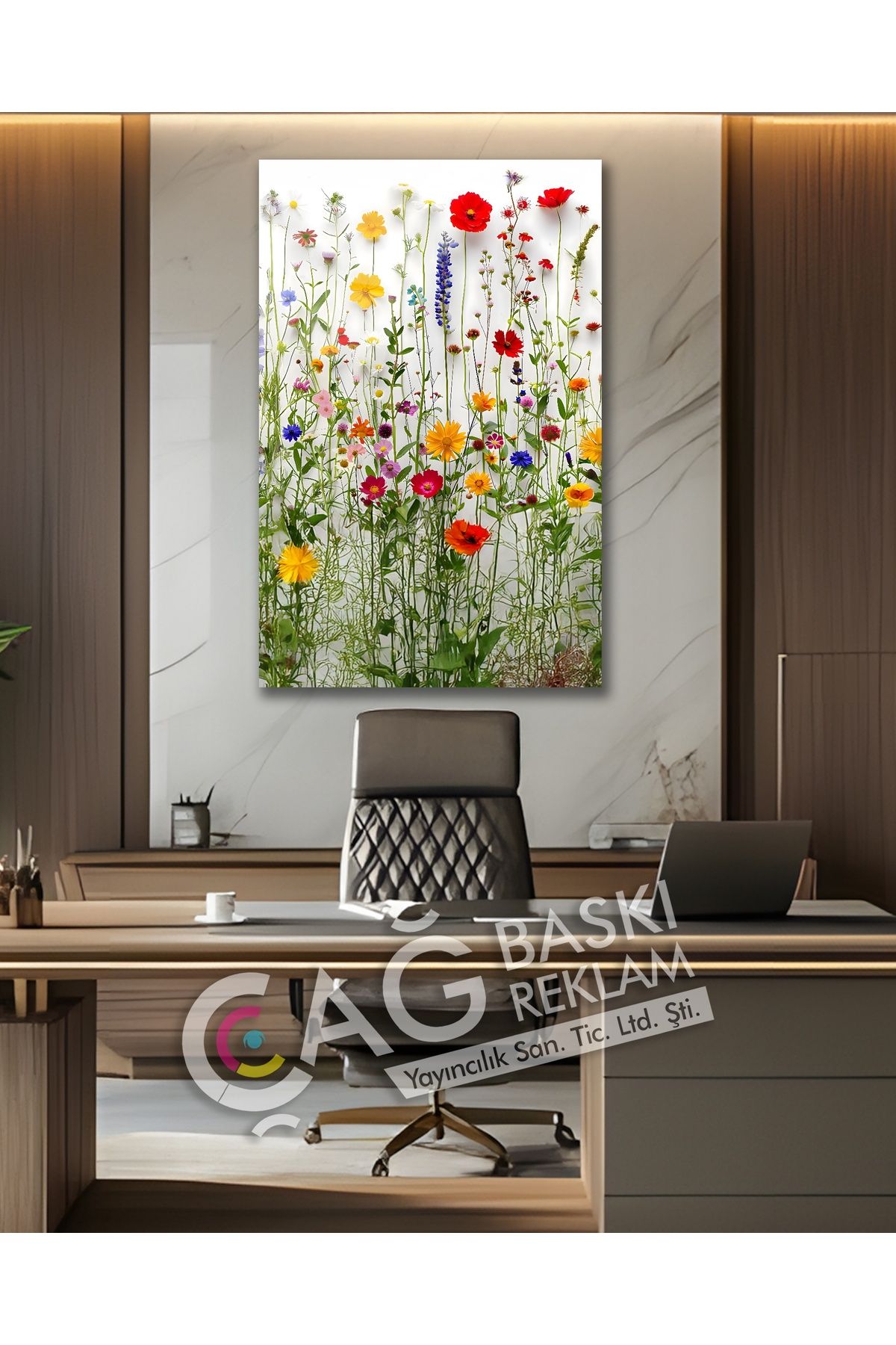 Çağ Baskı Çiçek Flower Göz Alıcı Estetik Şık Cam Tablo Modern Ev Ofis Salon Duvar Oda Dekoru Hediyelik