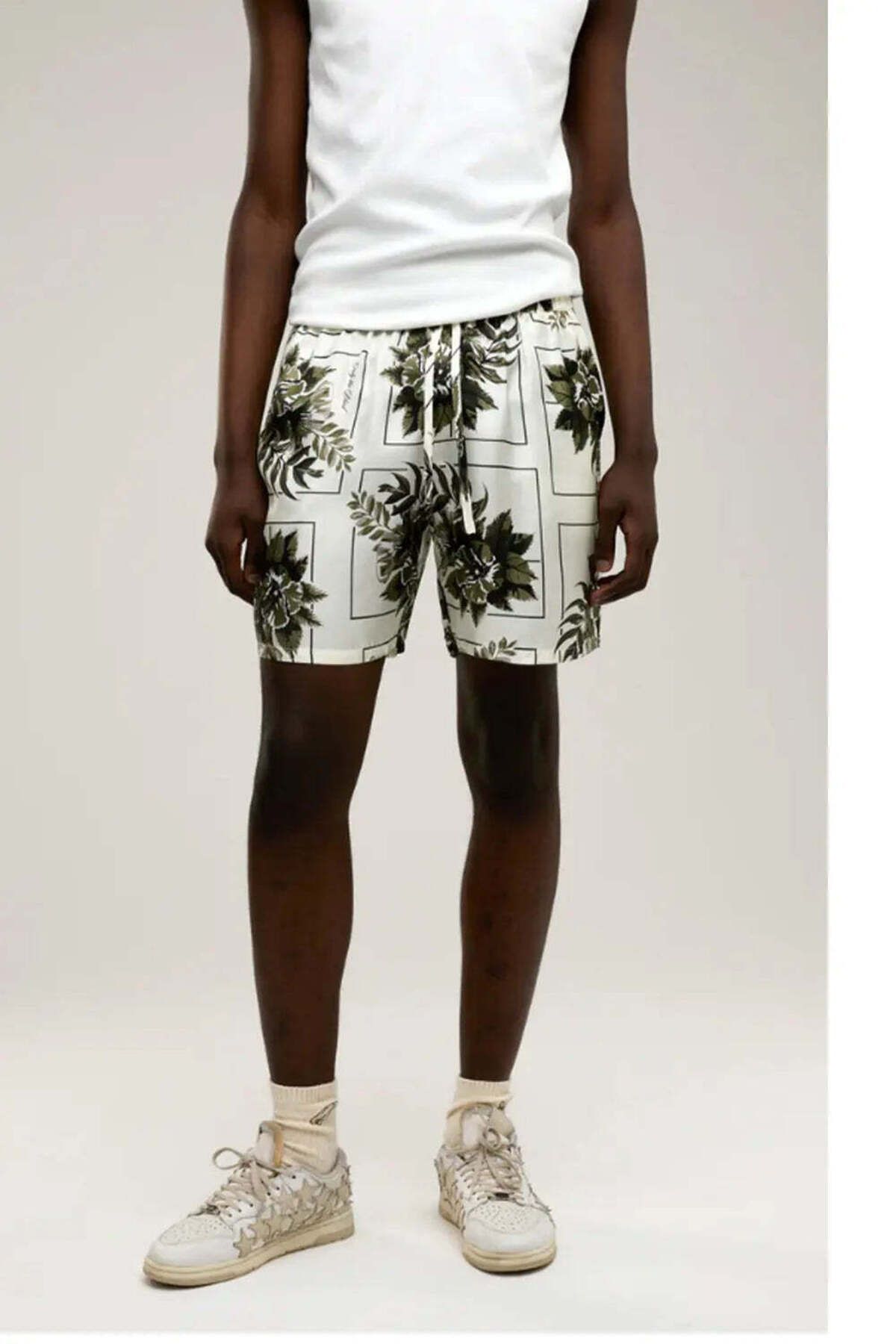 American Rag Cie Erkekler için İpek Şort - Botanical Silk, İvory Renk, Konforlu ve Şık
