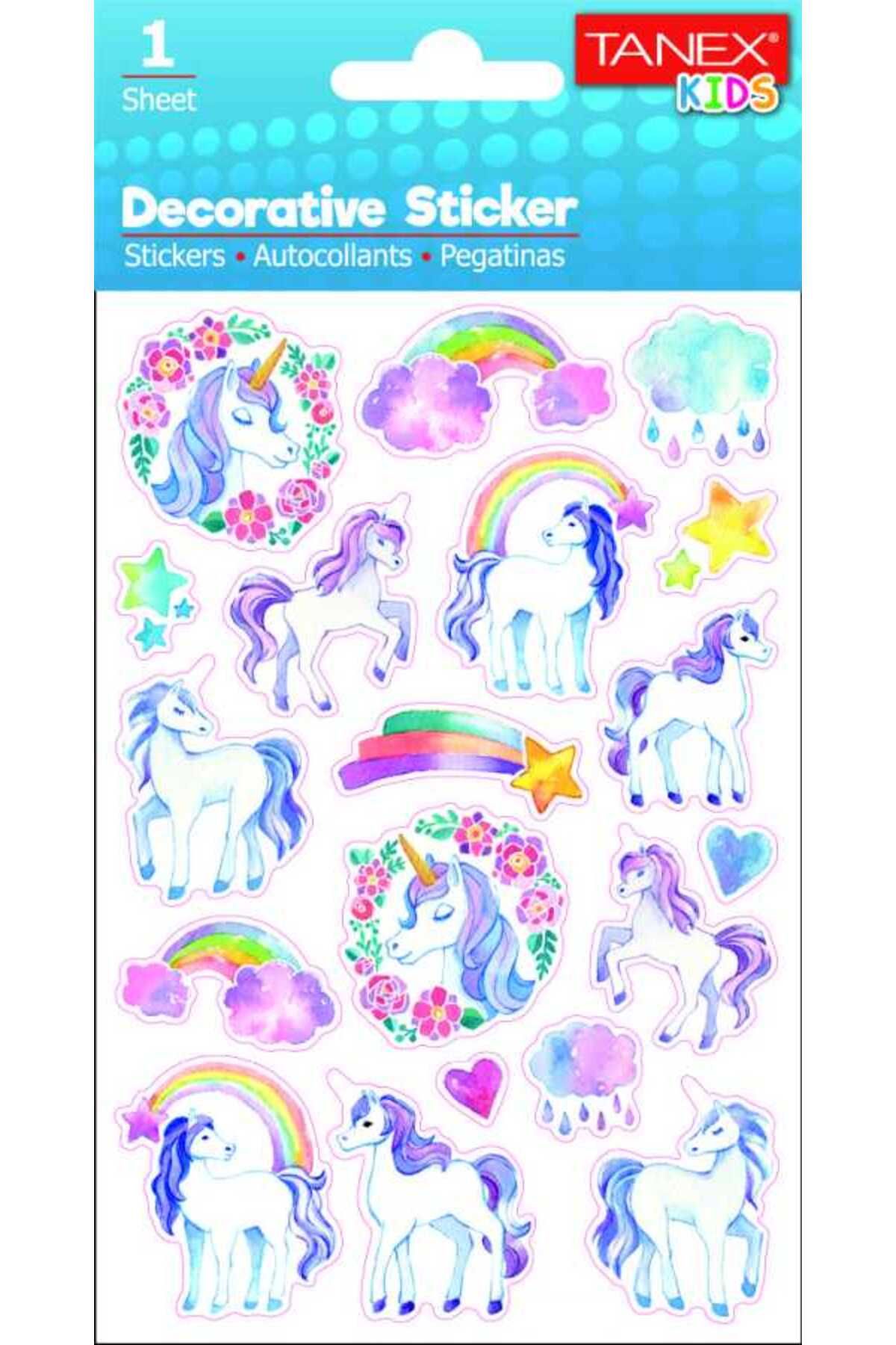 Tanex Stickers Eu Puffy Damla Etiket Unicorn Serisi 5 Li Tnx-25074 (5*5 Li Paket)