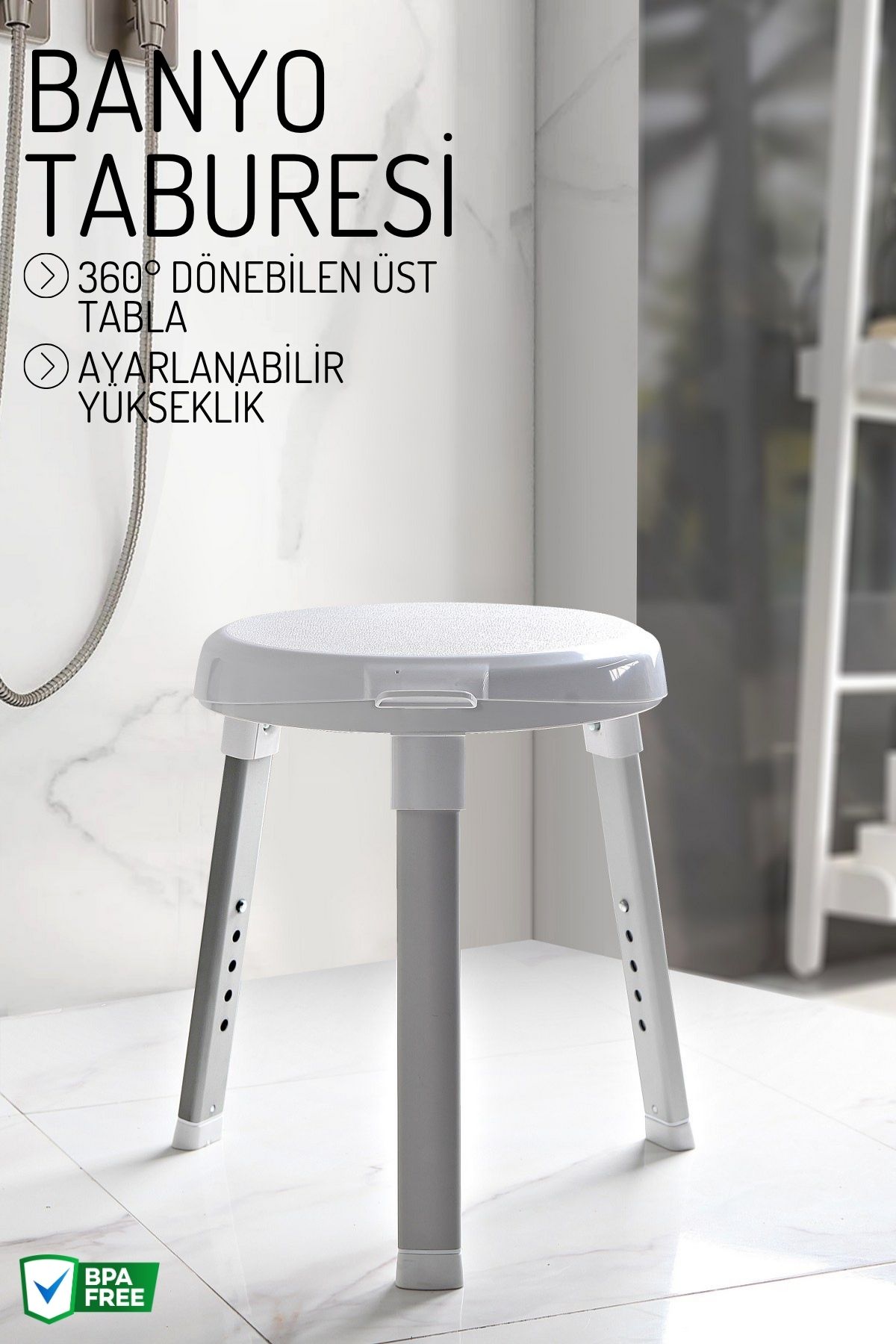 Nandy Home Döner Tablalı Banyo Taburesi, Yaşlı ve Bedensel Engelli Destek