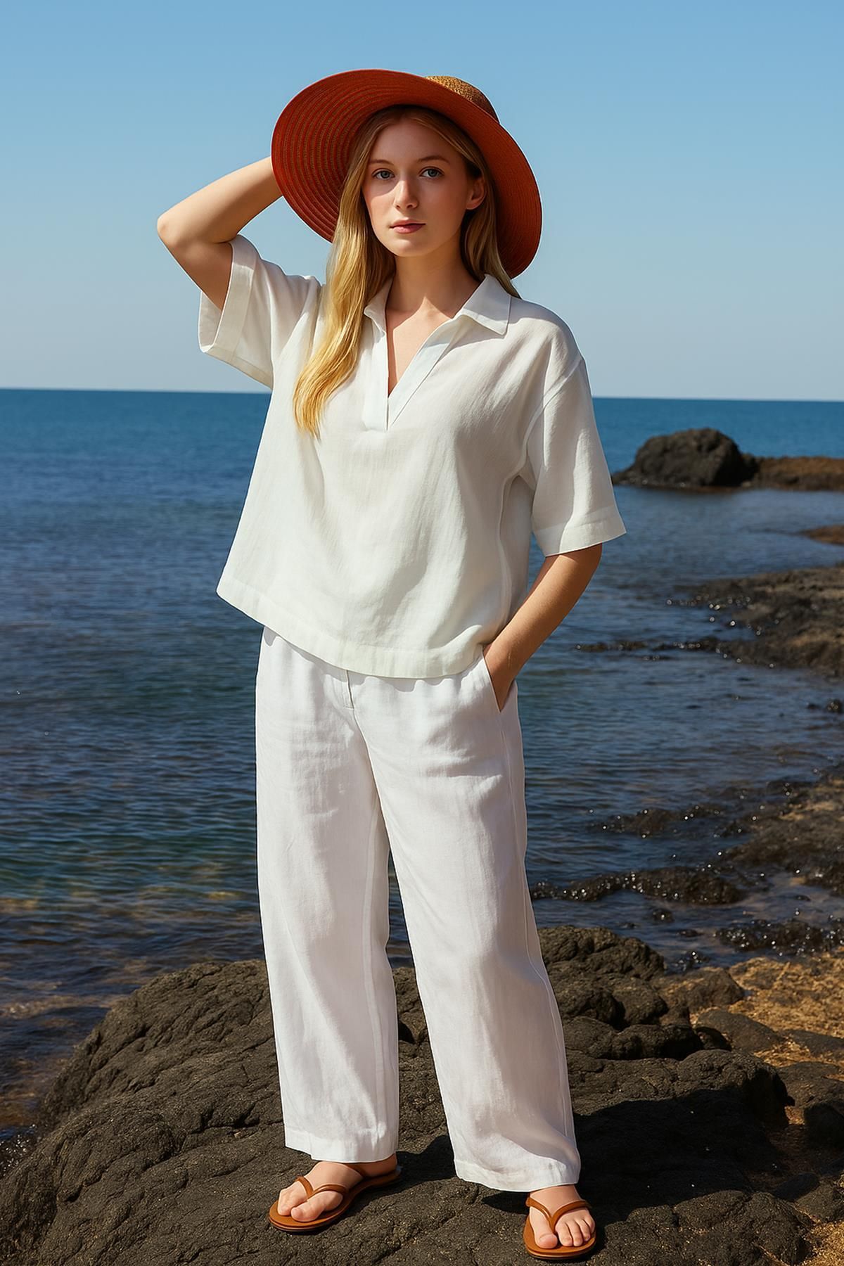 Fashion Friends Gömlek Yaka %100 pamuklu Bluz Ekru
