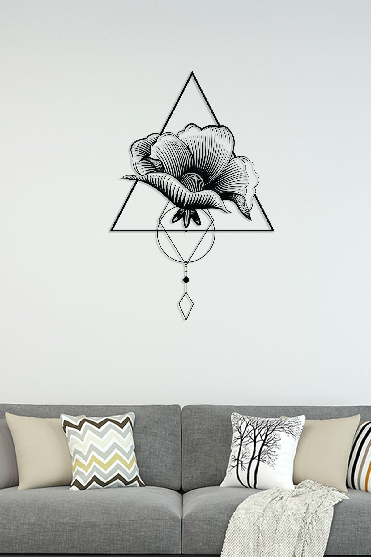cncrafft Geometrik Çiçek Metal Tablo – Modern Sanat Duvar Dekoru