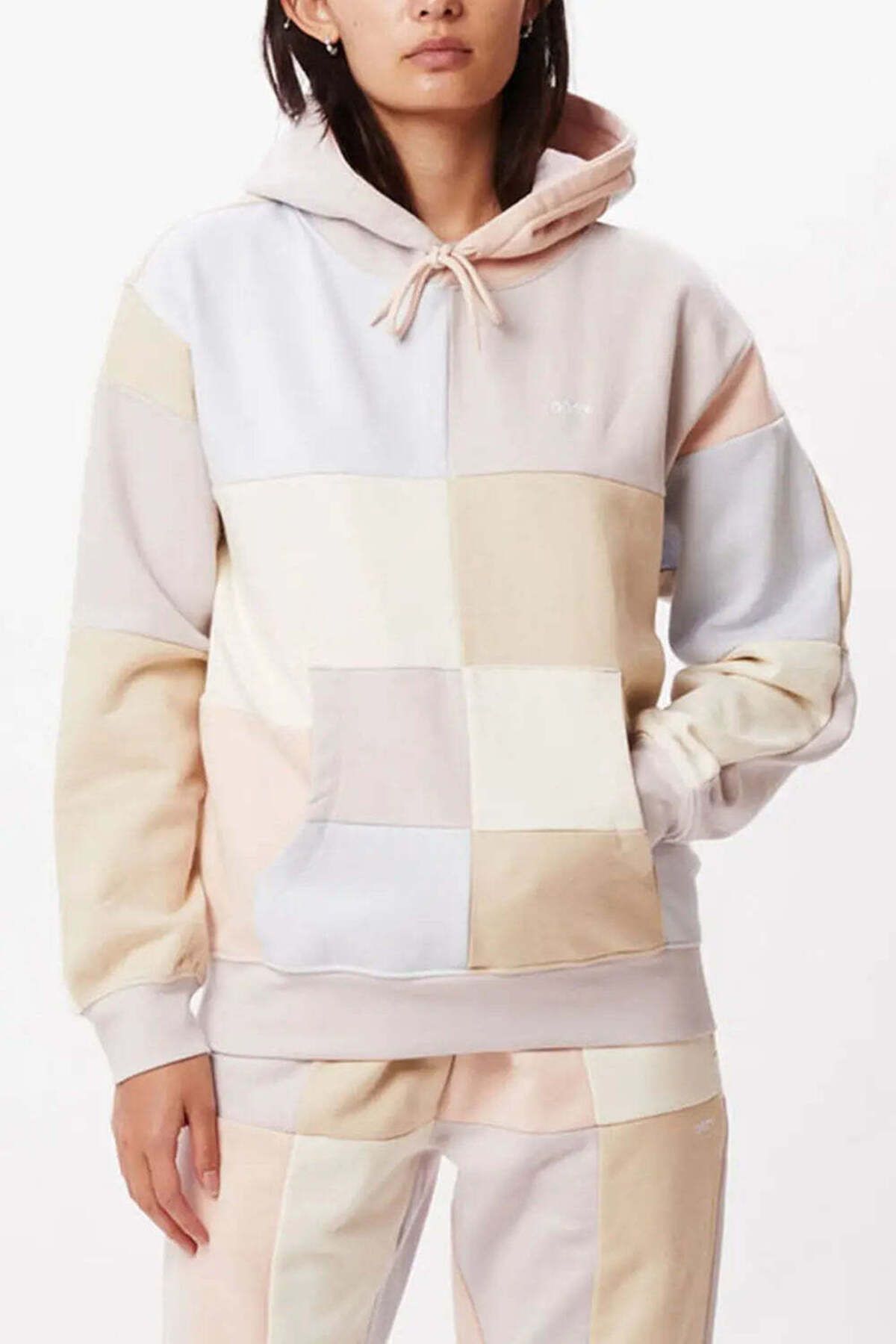 American Rag Cie Kadın Renk Bloklu %100 Pamuk Kapüşonlu Sweatshirt – Nakış Logolu & Rahat Kalıp