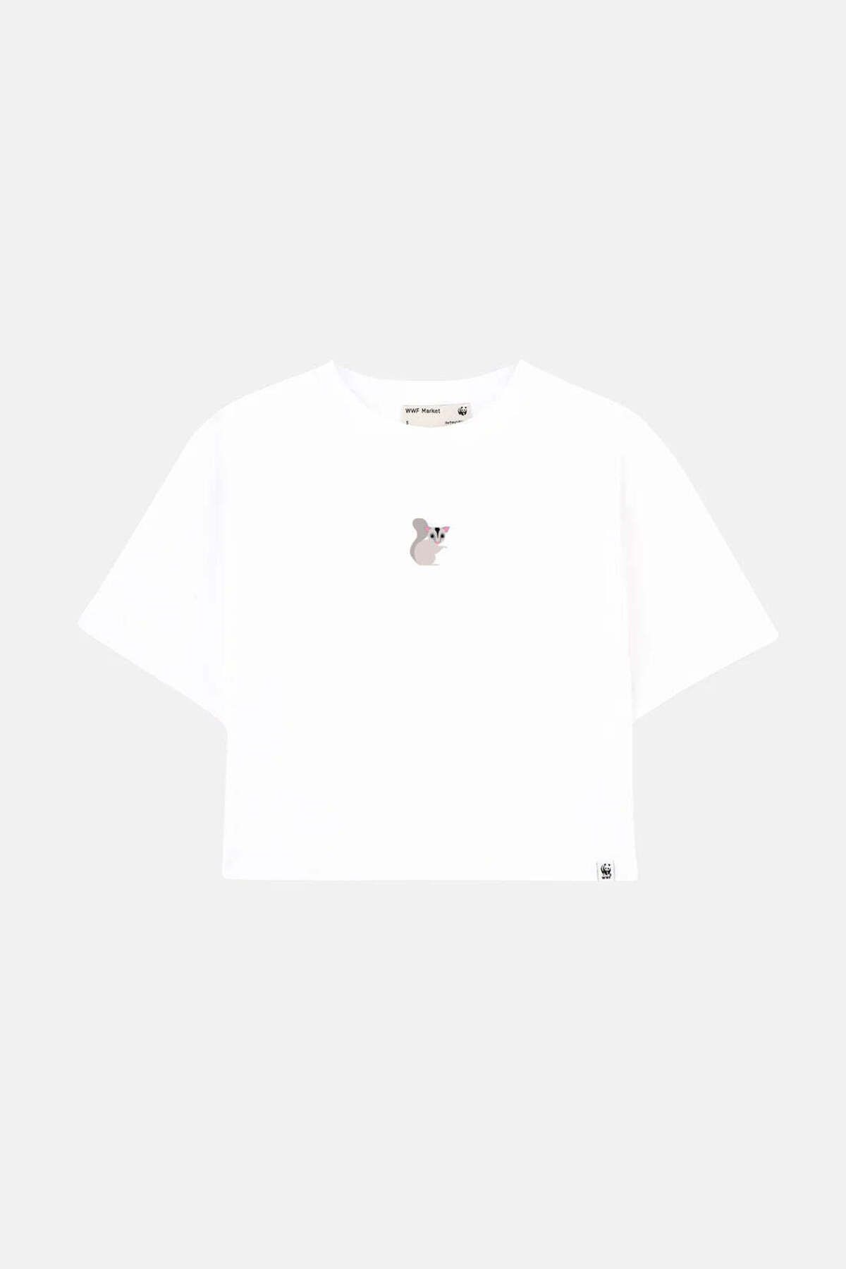 WWF Market Sugar Glider Lightweight Crop T-Shirt - Beyaz