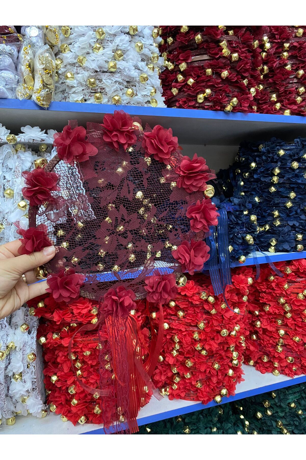 SİON Butik & Event Dantel Süslemeli Gelin, Nedime Tefi, Düğün Kına Bride..1 ADET