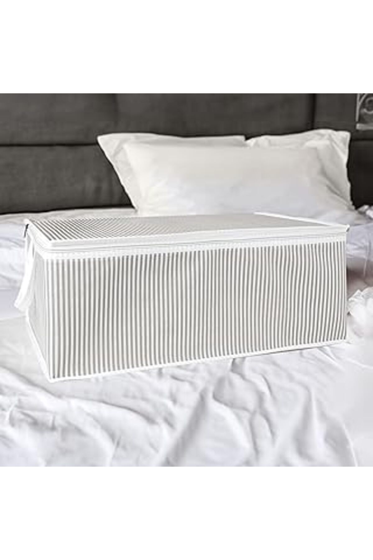 Qedii Pazar Kapısı Baza Altı Düzenleyici Kumaş Hurç Büyük Boy Organizer (65 X 45 X 22) (1 Adet Gri Büyük