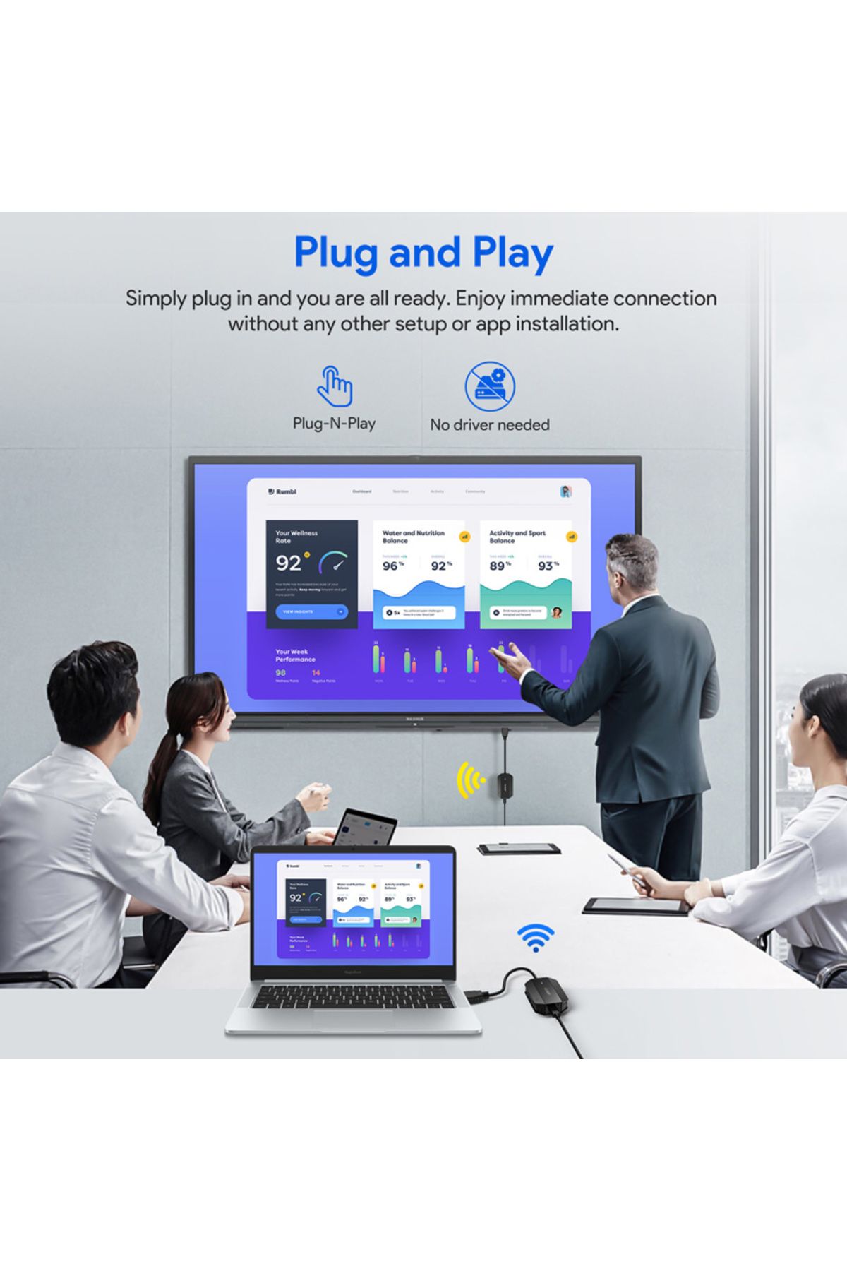 Clavi-HDMI wireless extender adapter set with transmitter and receiver, Full HD, 1080p, 60Hz 5