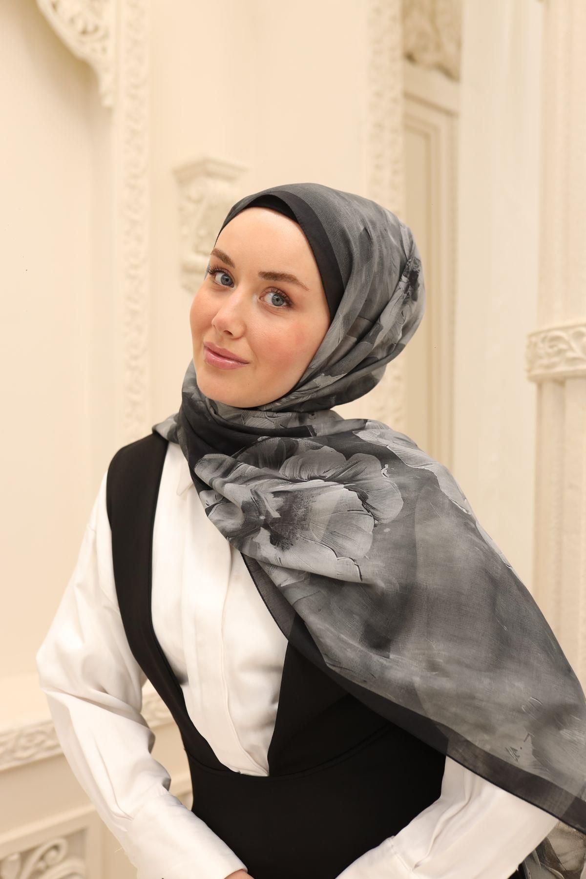 Silk Home Nariya Şal - 90006 - Siyah Füme