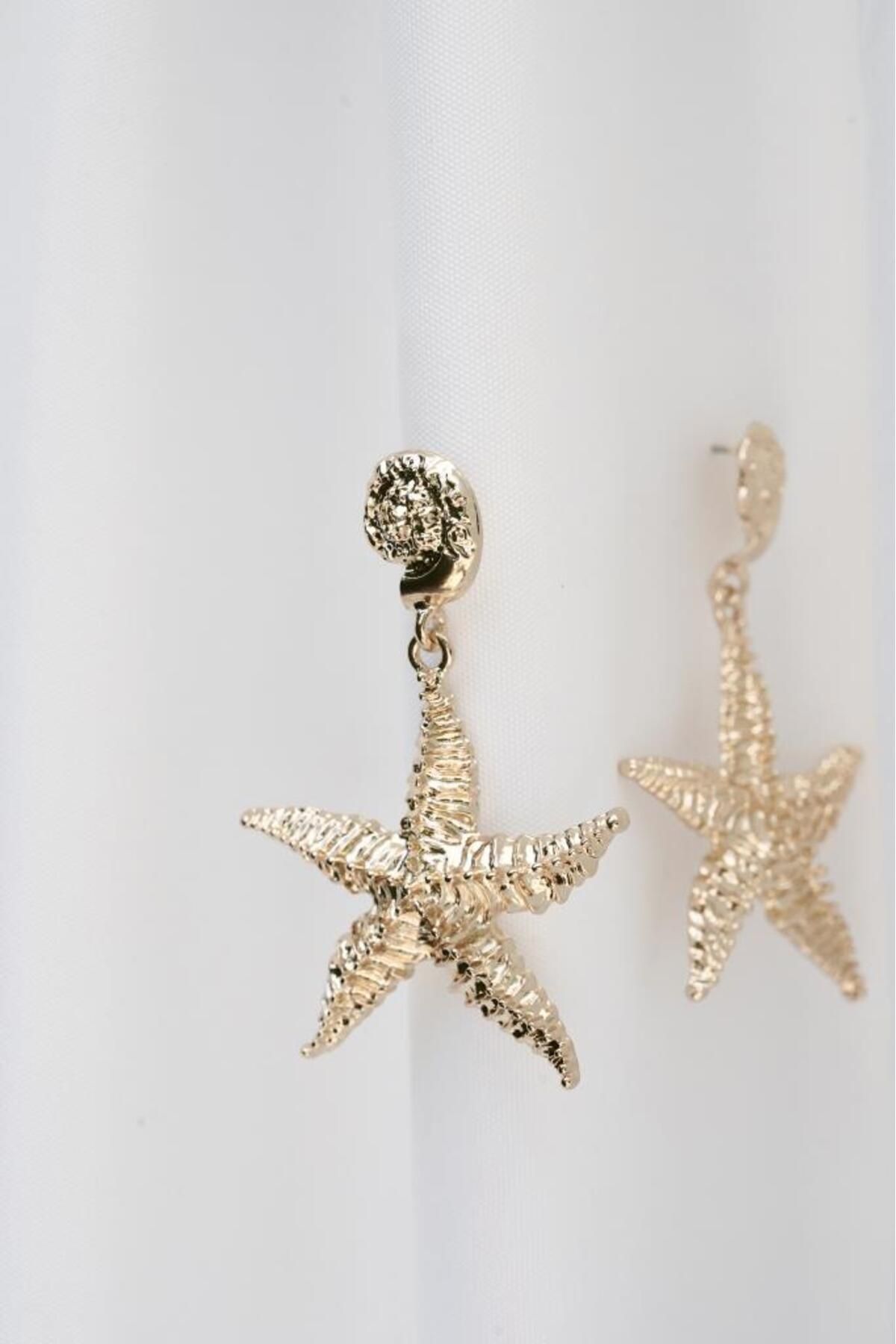 AŞIK ACCESSORIES-Embossed Star Earrings 5