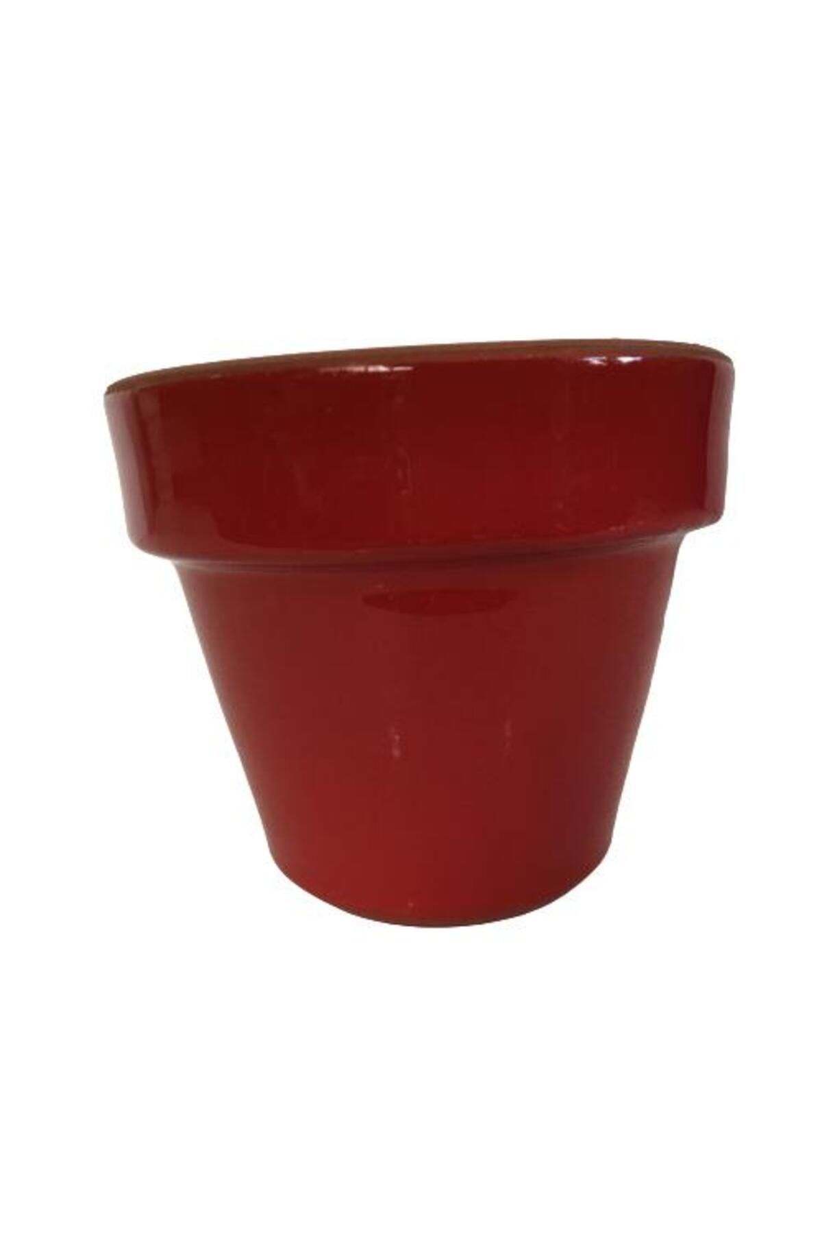 önder botanik KIRMIZI RENK SIRLI EL YAPIMI TOPRAK SAKSI MİNİ BOY (9*9 CM)