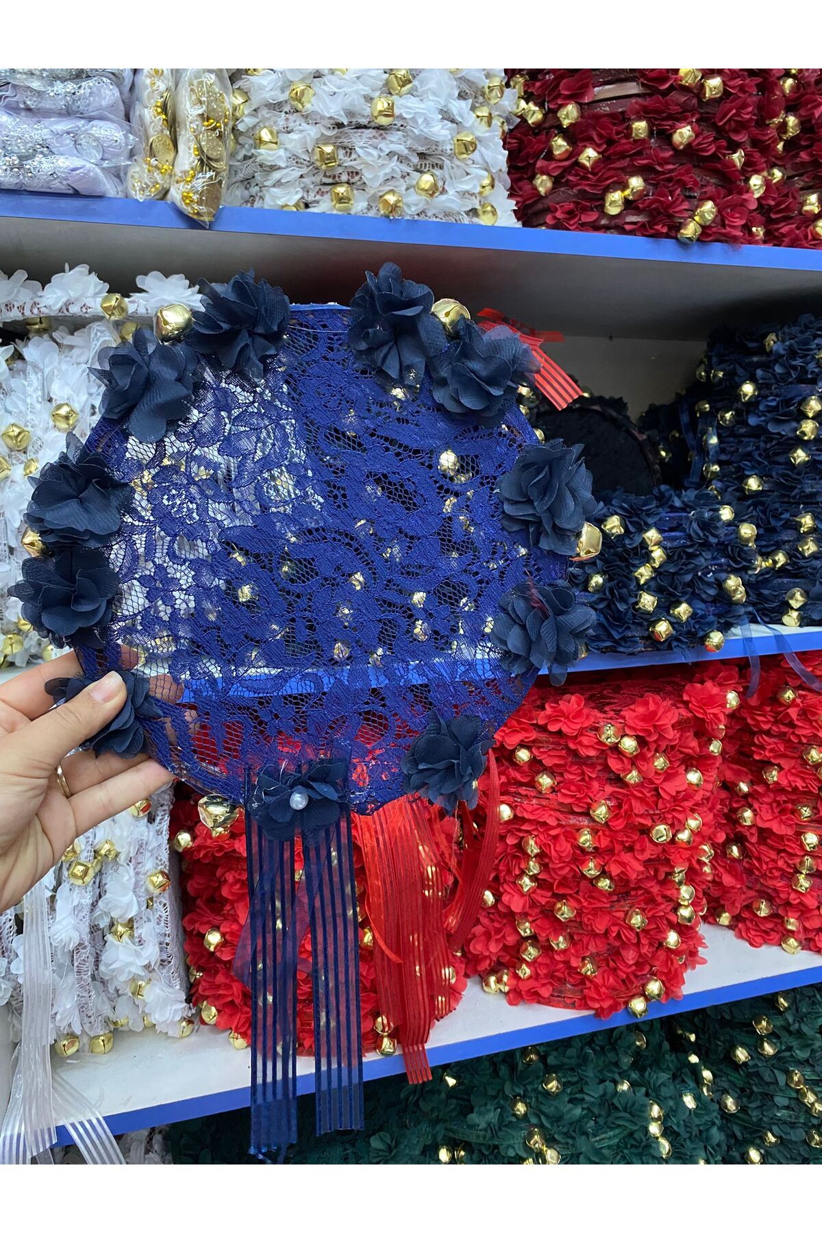 SİON Butik & Event Dantel Süslemeli Gelin, Nedime Tefi, Düğün Kına Bride..1 ADET