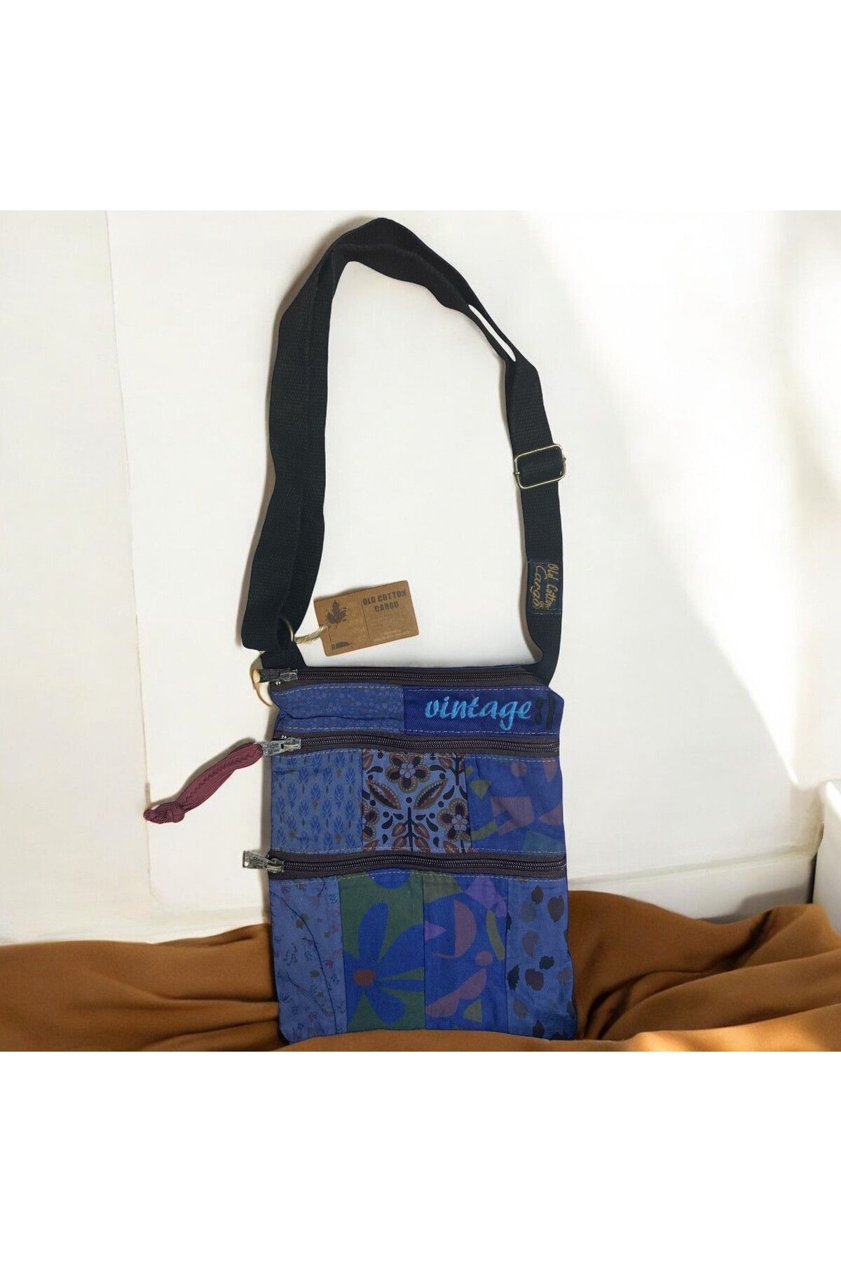 Old Cotton Vintage Renkli Etnik Salaş Küçük Boy Plaj Günlük Kadın Kol Omuz Çantası 24cm x 29cm
