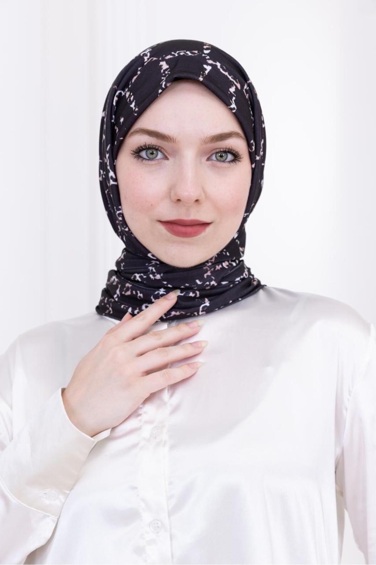 SAYRA Shawl Zincir Desenli Kadın Çıtçıtlı Şal